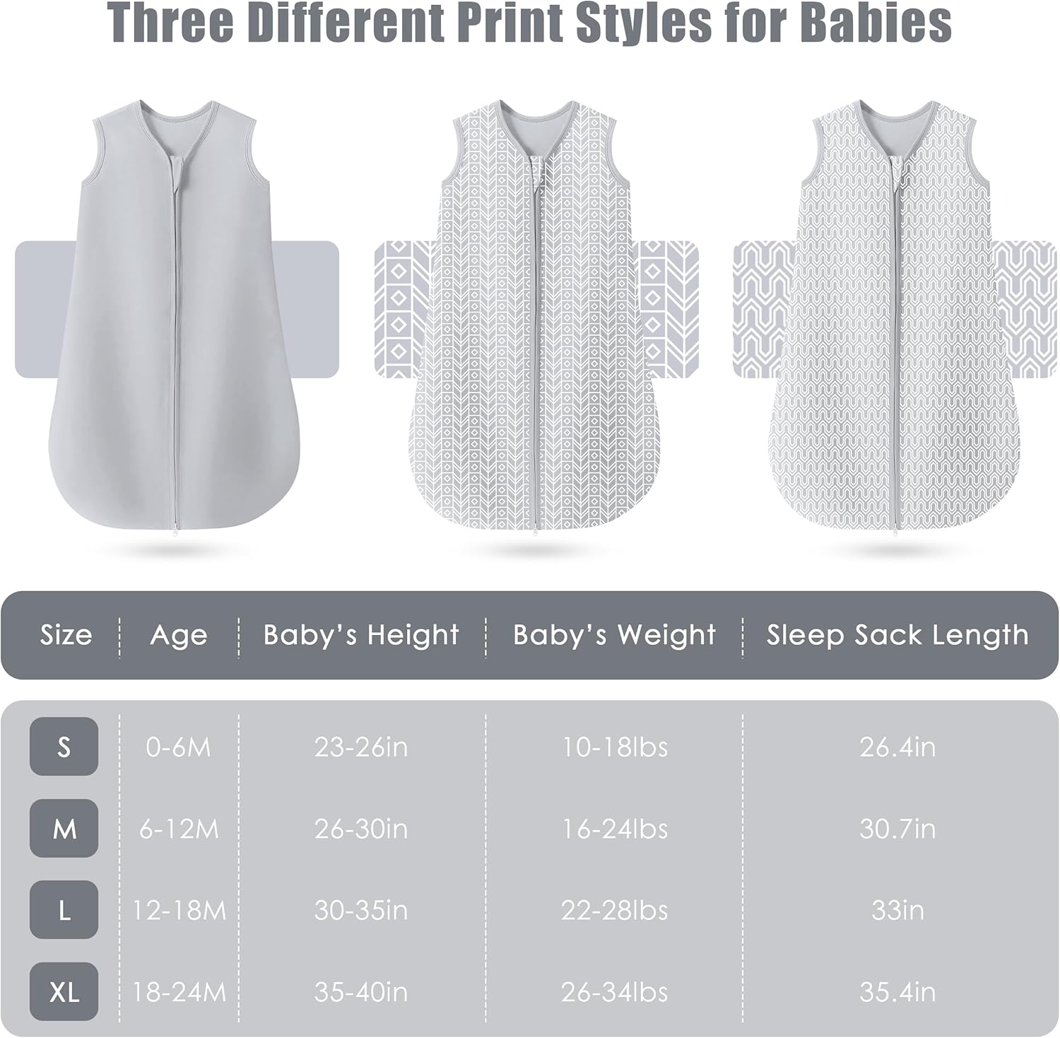 SWEET DOLPHIN 3-Pack Baby Sleep Sacks 0-6 Months