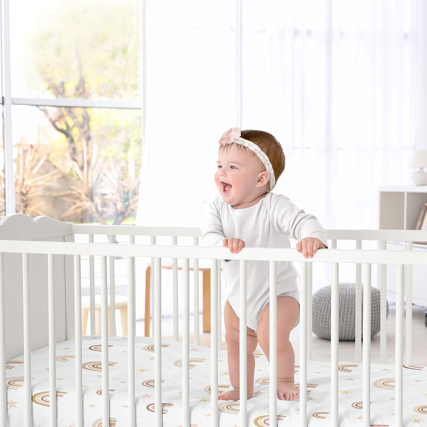 Sweet Jojo Designs Boho Rainbow Crib Sheet 1