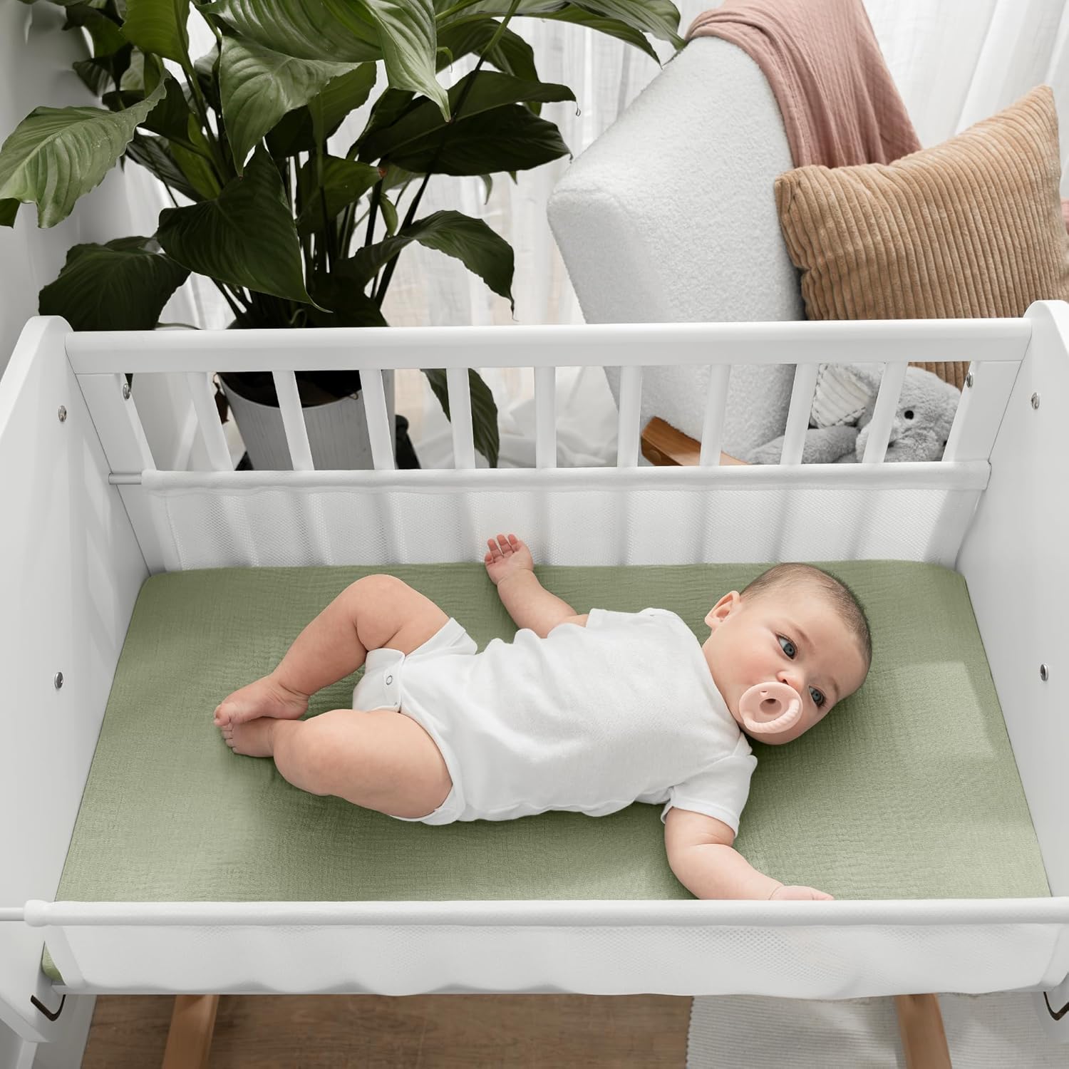 Comfy Cubs Muslin Bassinet Sheet - Soft Cotton Breathable Secure