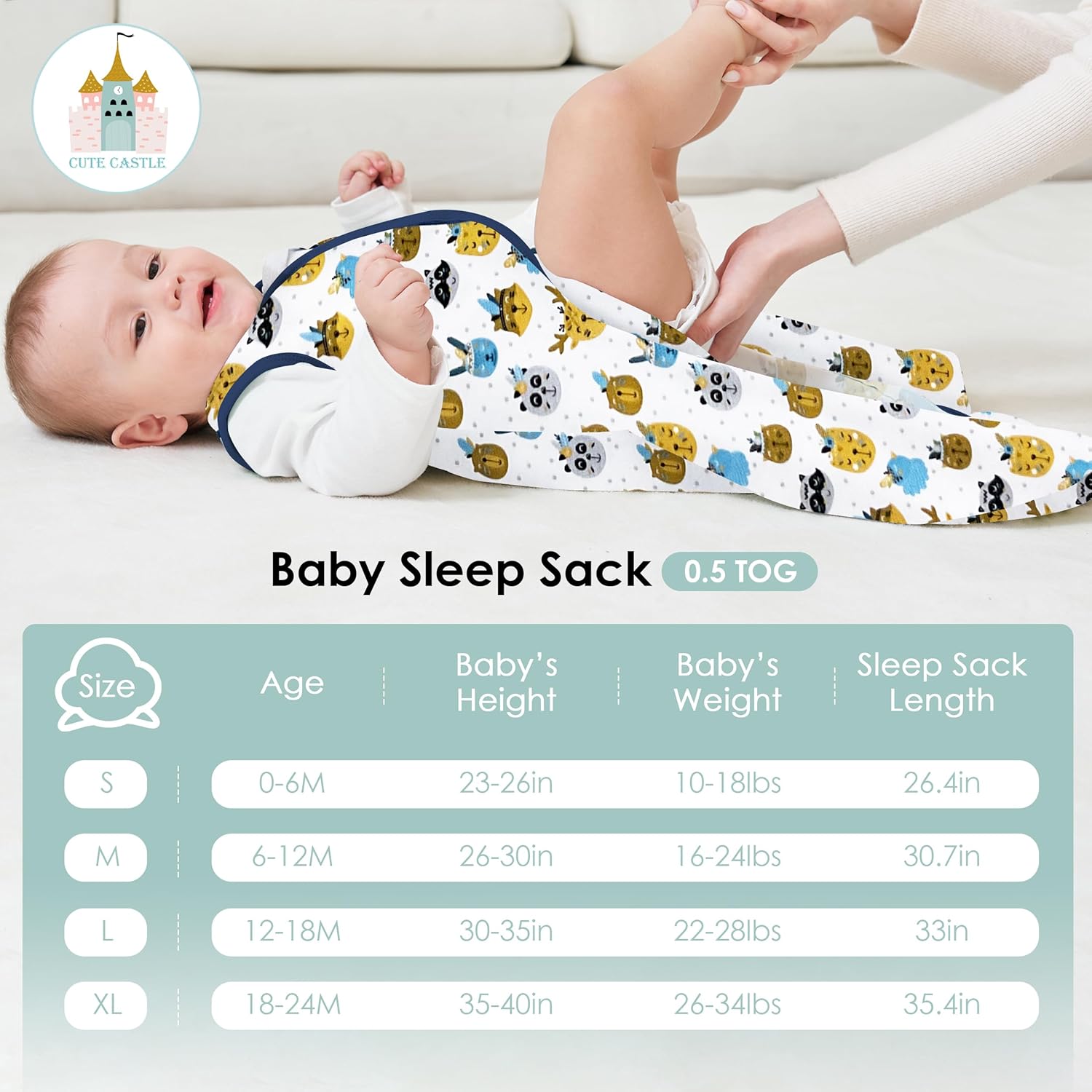 Cute Castle 0-6 Months Sleep Sack 3 Pack 1