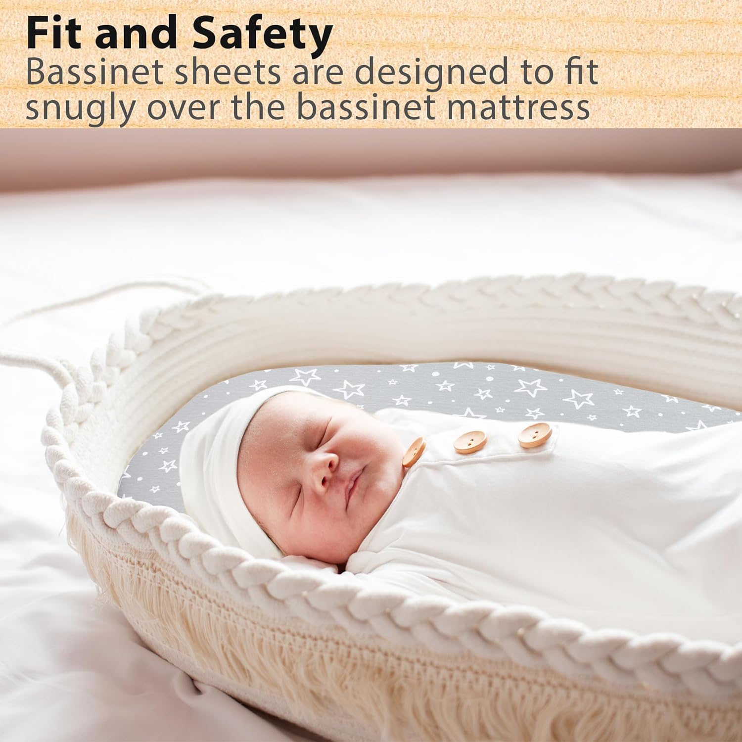 Bublo Baby Bassinet Sheets 2-Pack - Organic Cotton Breathable Cozy