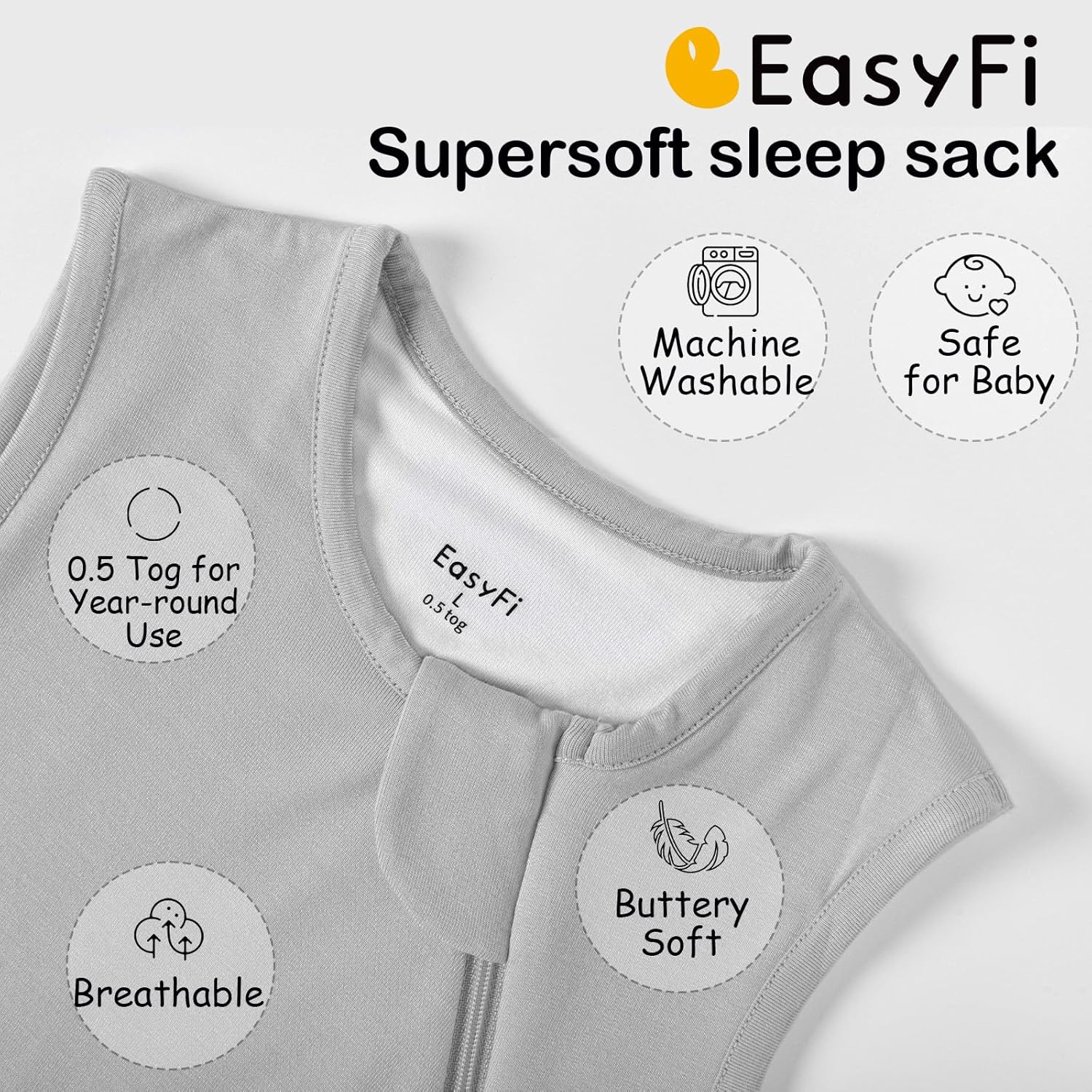 EasyFi SuperSoft Bamboo Rayon Sleep Sack 05 Tog 2 Pack