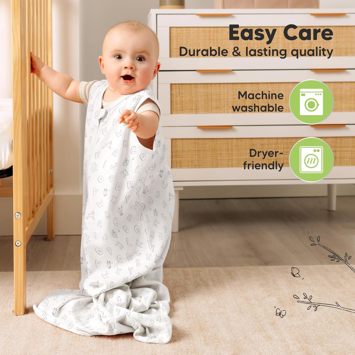 KeaBabies 2-Pack Wearable Sleep Sacks for 3-6 Months