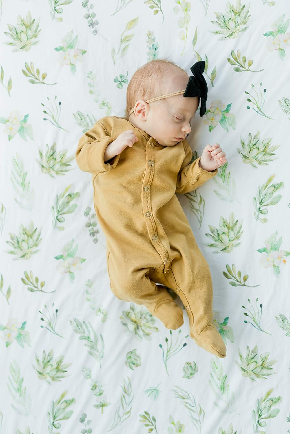 ADDISON BELLE 100 Cotton Crib Sheet with Succulents Print 1