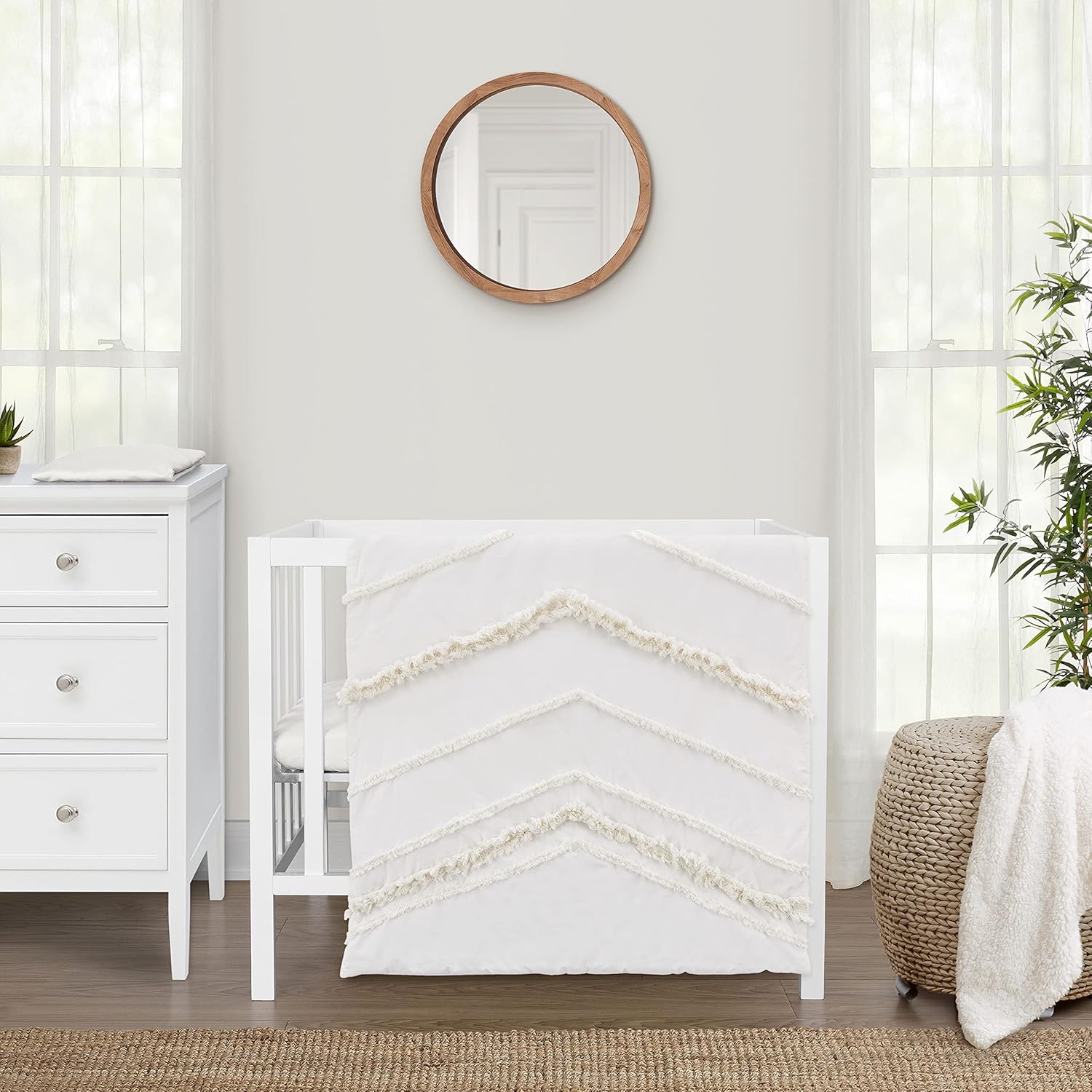 Sweet Jojo Designs Ivory Boho Mini Crib Bedding Set 3pc 1