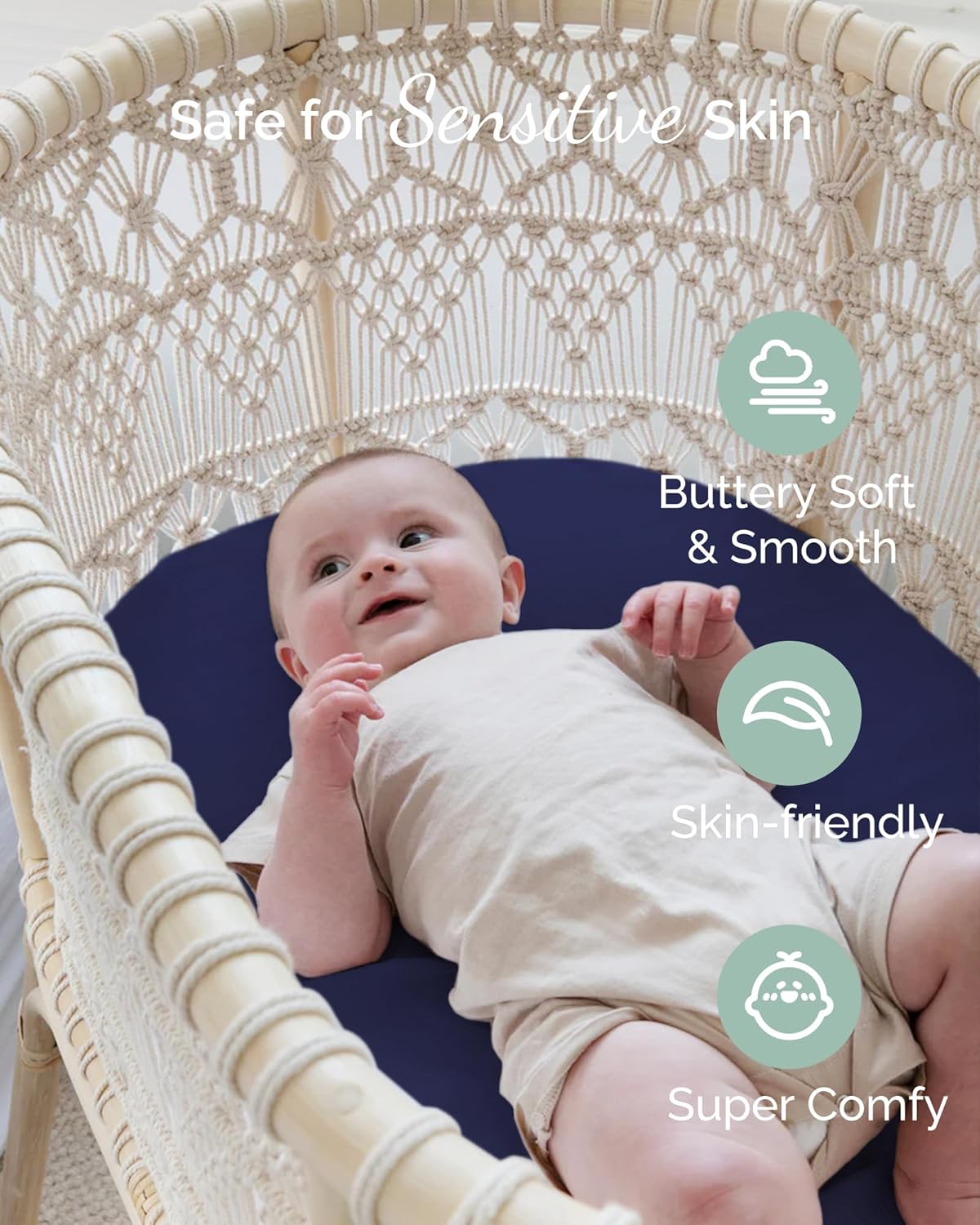 TotCare Bassinet Sheets 3 Pack - Navy Grey Cloud 1