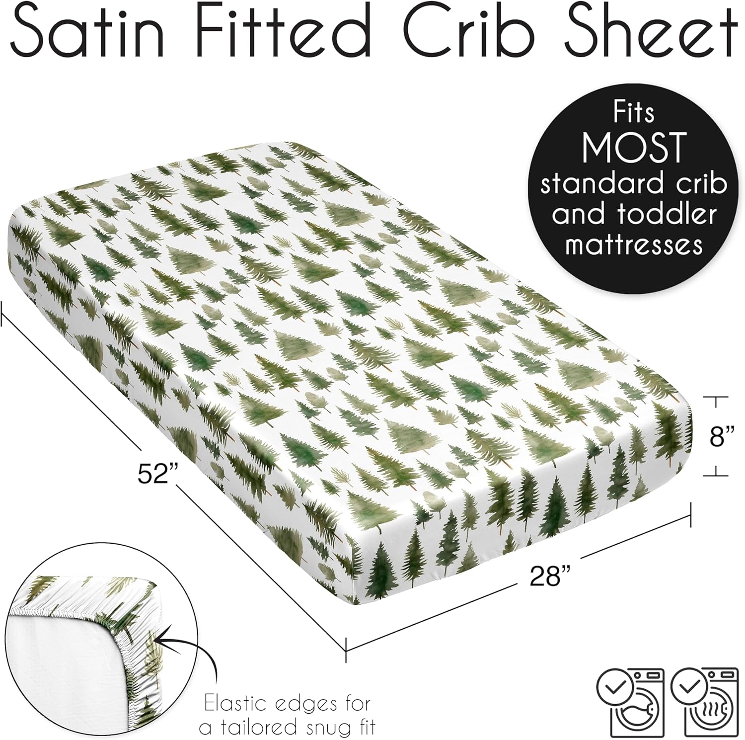 Sweet Jojo Designs Sage Green Woodland Crib Sheet 1