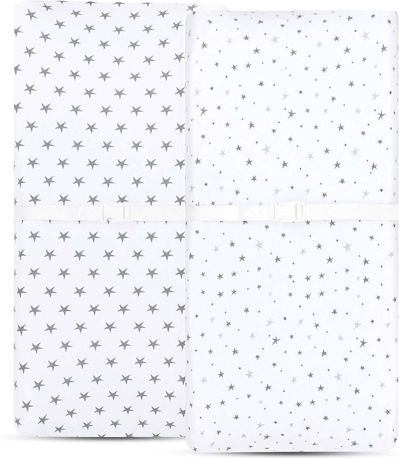 Elys Co Waterproof Changing Pad Cover Set - Grey Stars