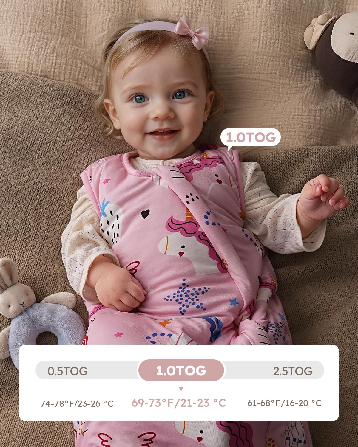 Yoofoss Bamboo Rayon Sleep Sack 0-6 Months 2-Way Zipper