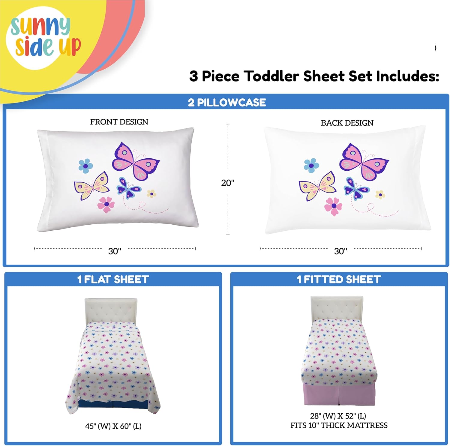 Sunny Side Up Flutter Toddler Sheet Set - 3 Piece