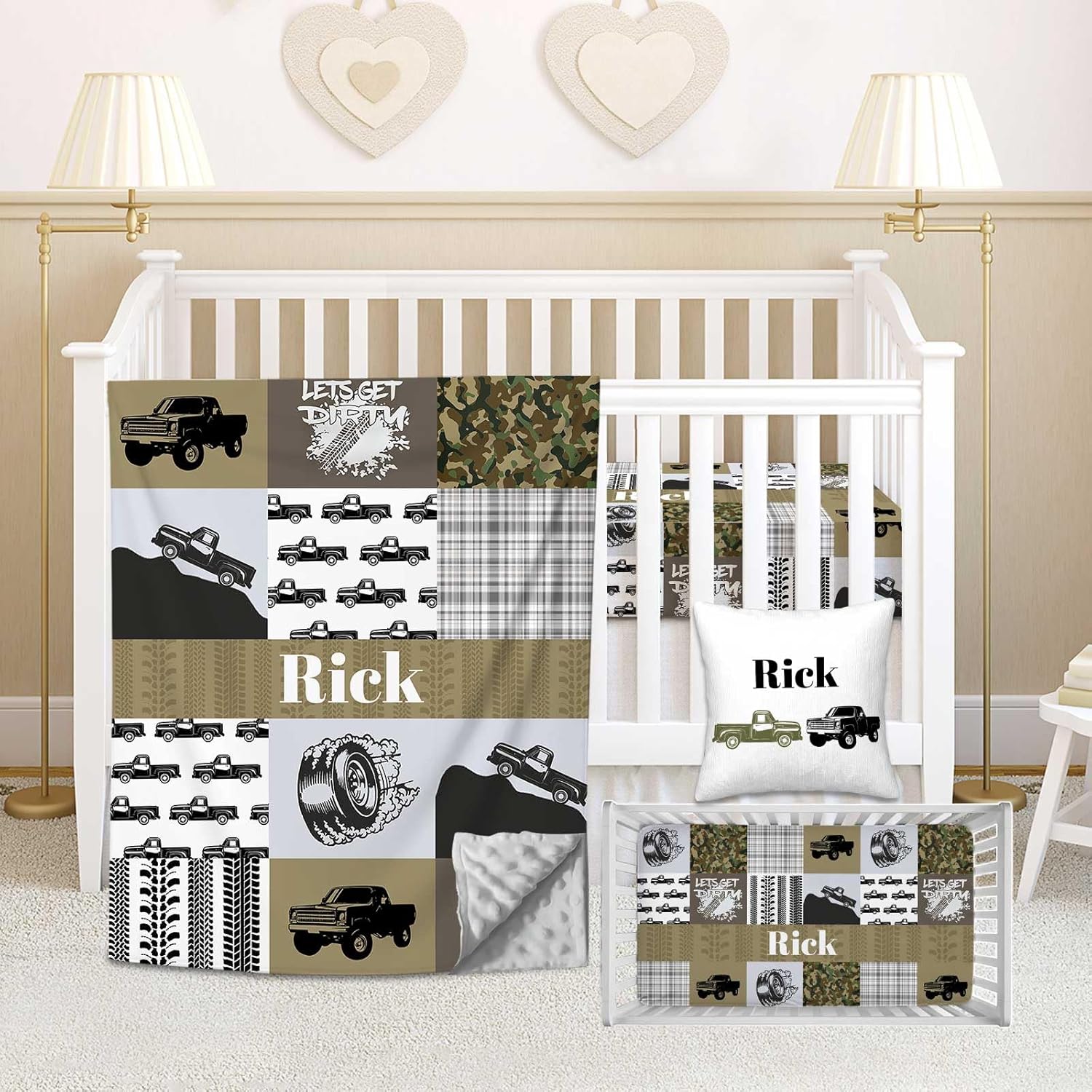 Custom Baby Crib Bedding Set for Boys Personalized Name 3-Piece Set