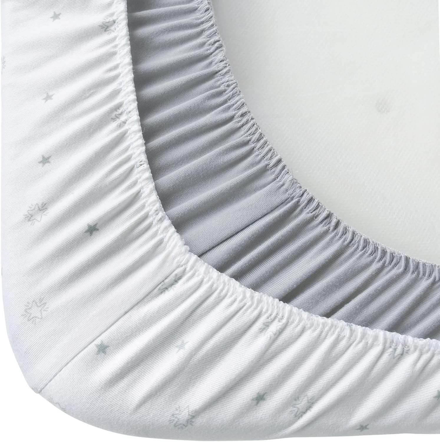 Magik Kover Playpen Sheets 2 Pack - Grey White Star Fitted
