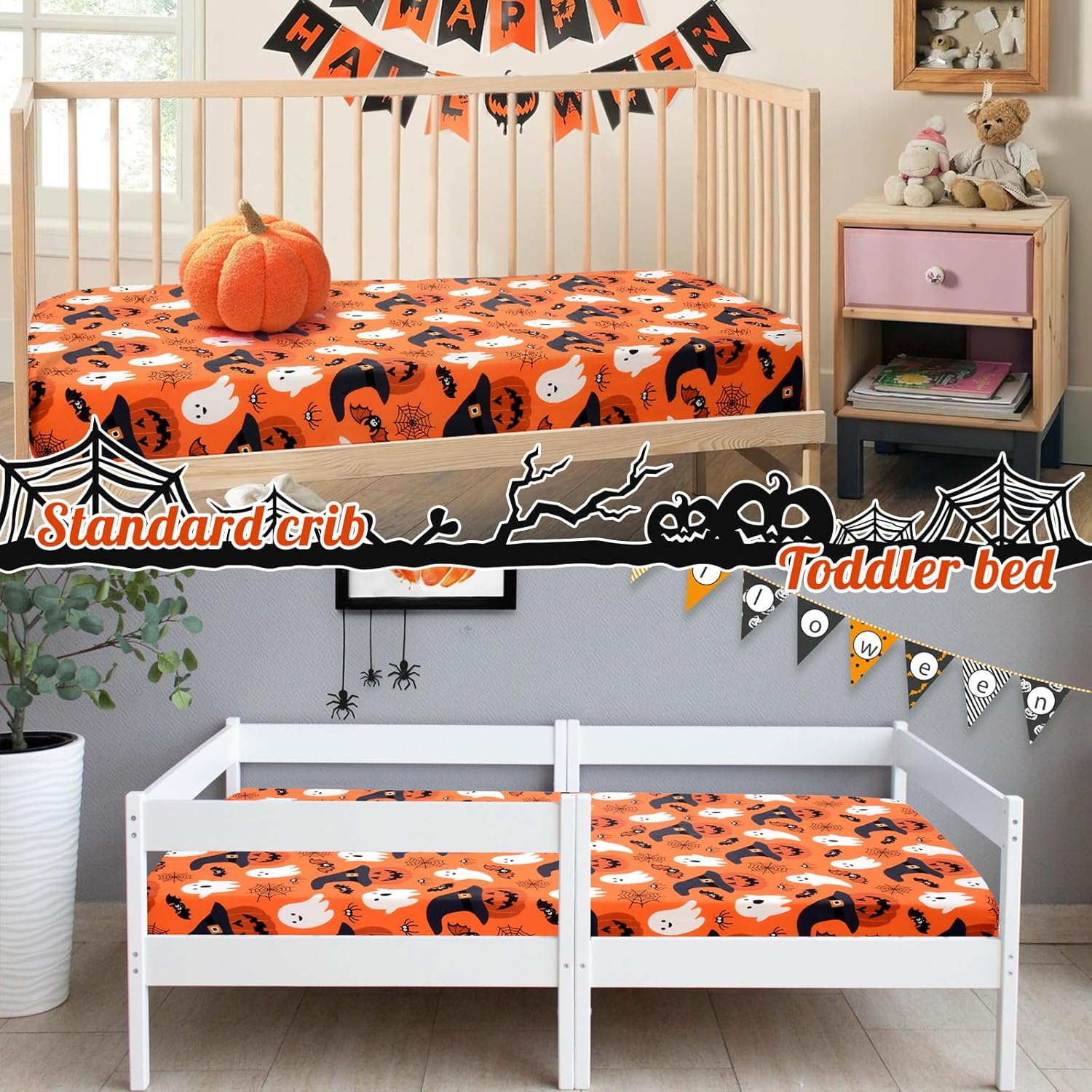 UOMNY Halloween Pumpkin Crib Sheet 52x28 Inch