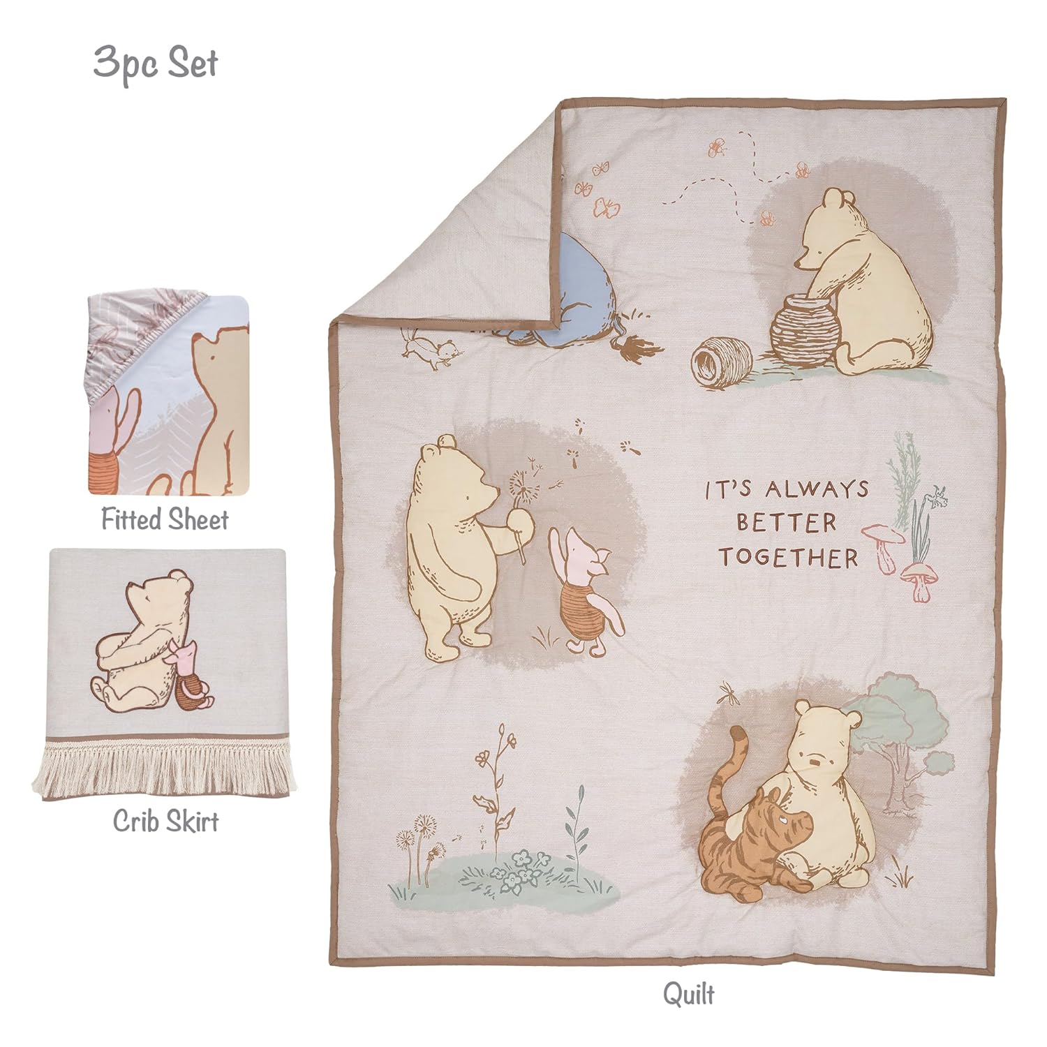 Lambs Ivy Disney Baby Pooh Bear Pals 3Piece Crib Bedding Set