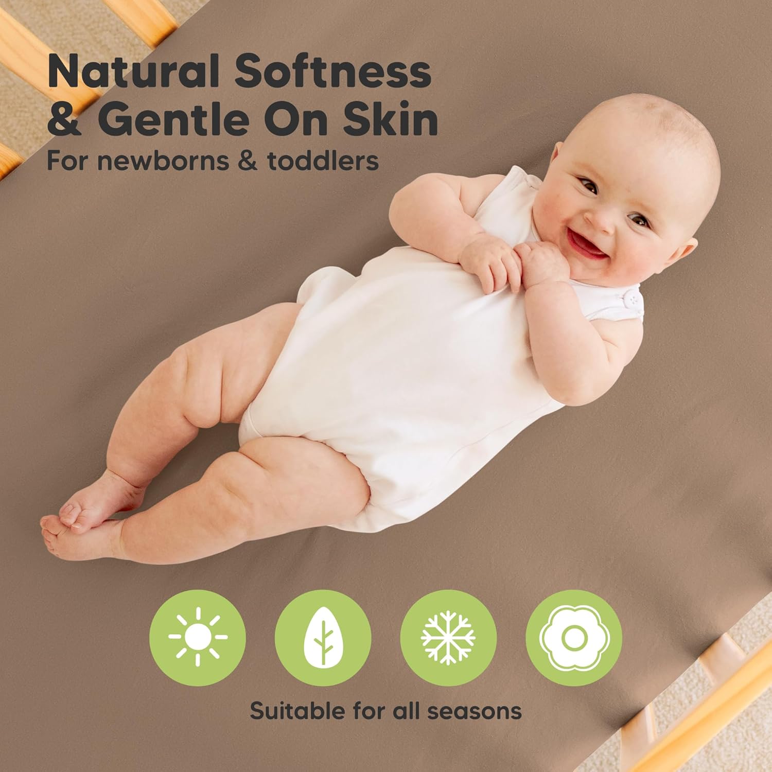 KeaBabies 2-Pack Pack and Play Sheets - Latte