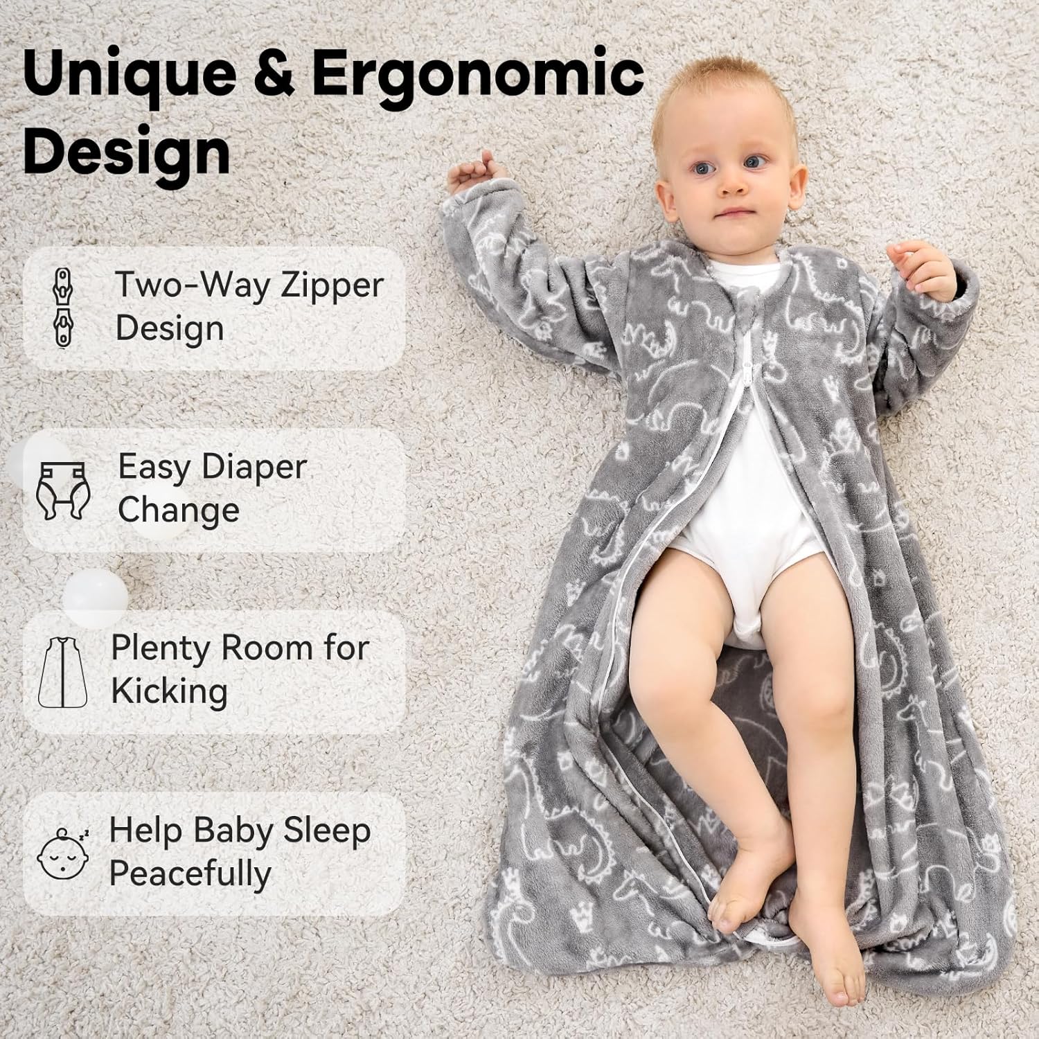 Unnivoll Fleece Sleep Sack for 18-24 Months Toddler