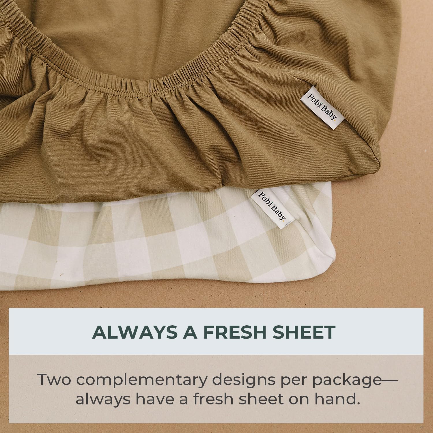 Pobibaby 2 Pack Crib Sheets for Boys Gingham Khaki 1
