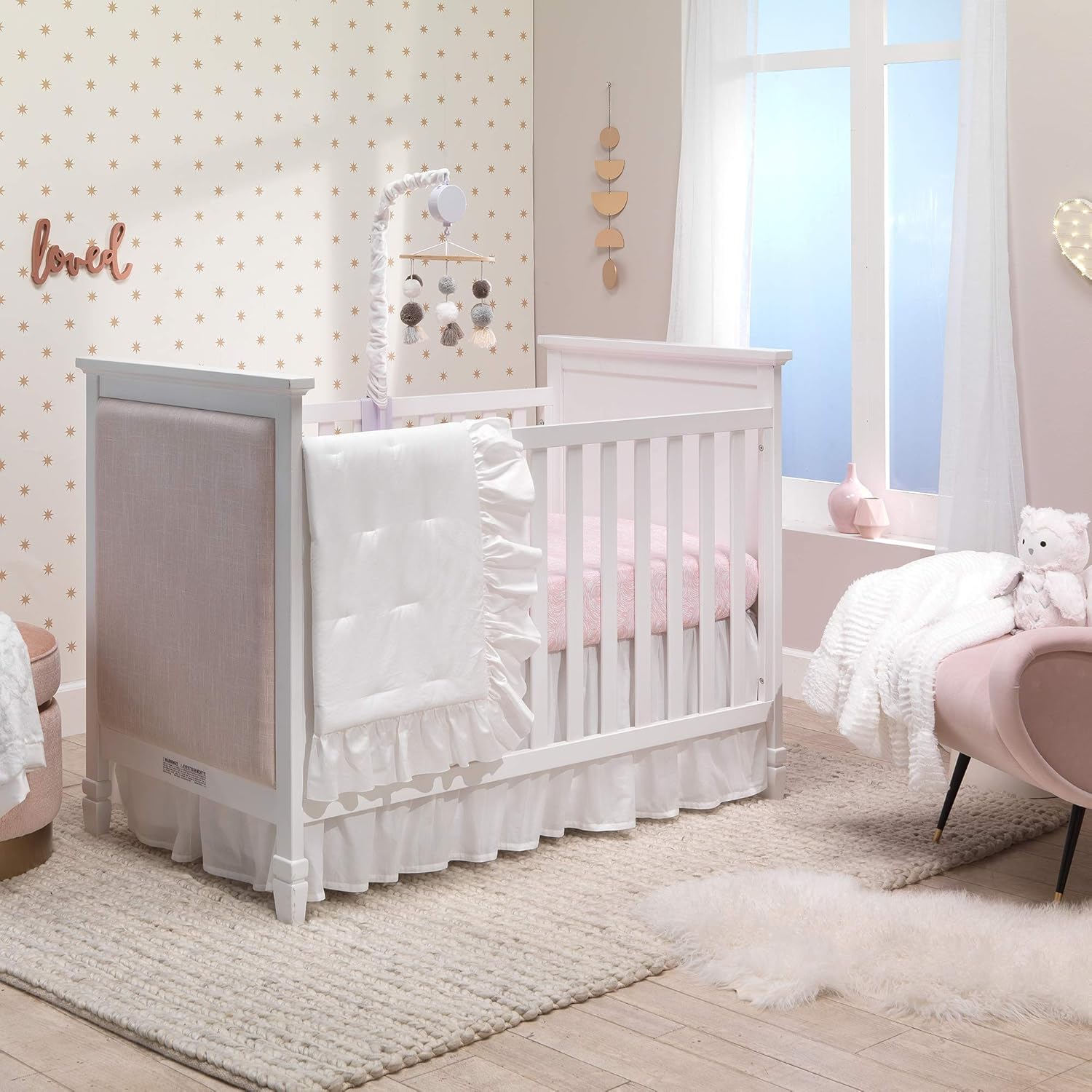 Lambs Ivy Signature White Cotton Voile Crib Skirt