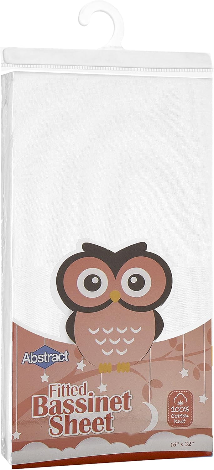 Bassinet Sheets Soft Jersey Knit Deep Fitted Solid White 16x32