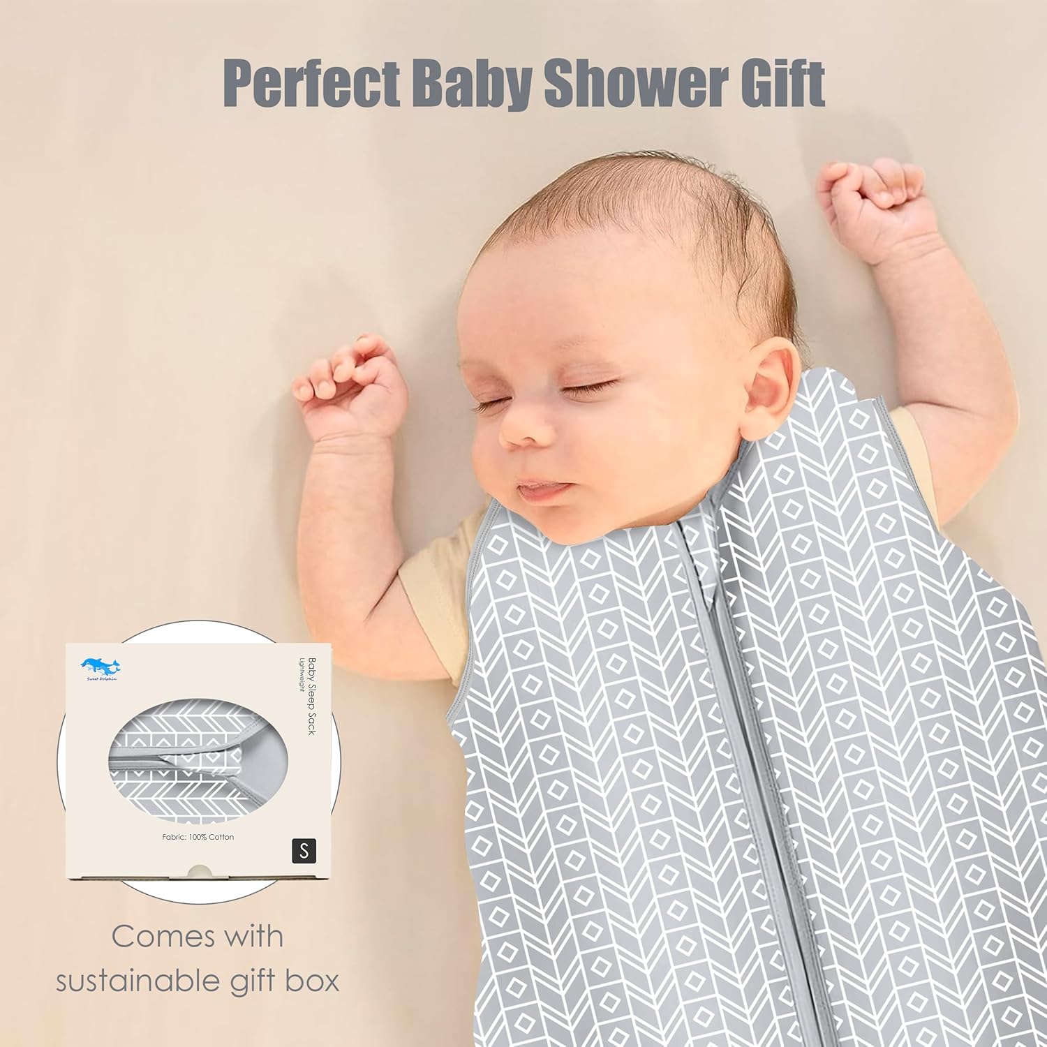 SWEET DOLPHIN 3-Pack Baby Sleep Sacks 0-6 Months