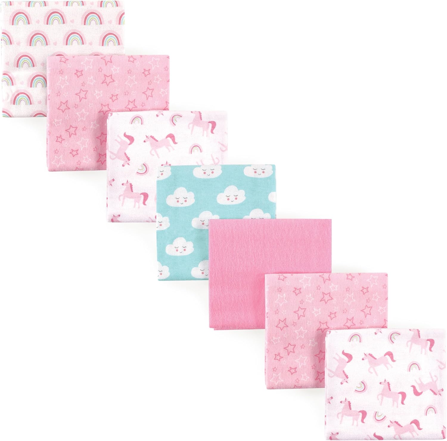 Luvable Friends Rainbow 7-Pack Baby Flannel Blankets