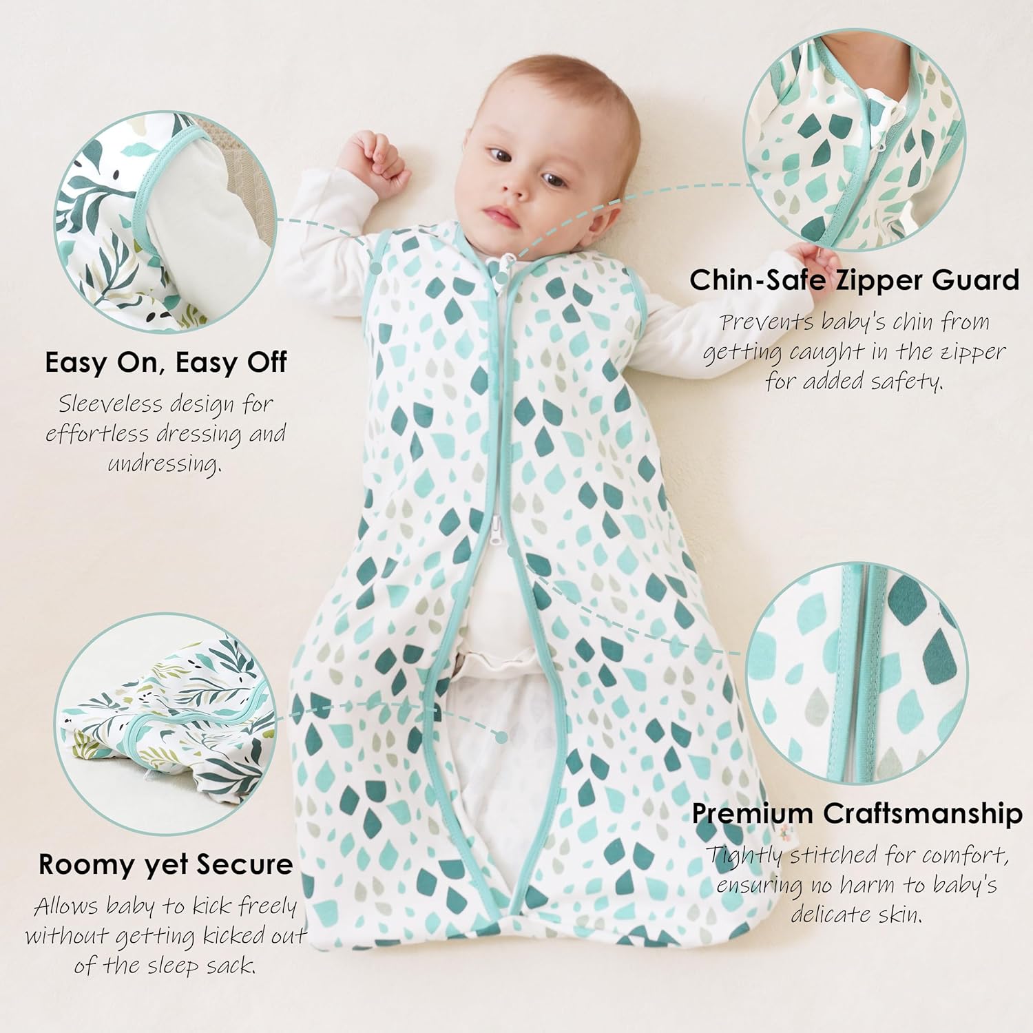Cute Castle 18-24 Months Sleep Sack 3 Pack Green 1