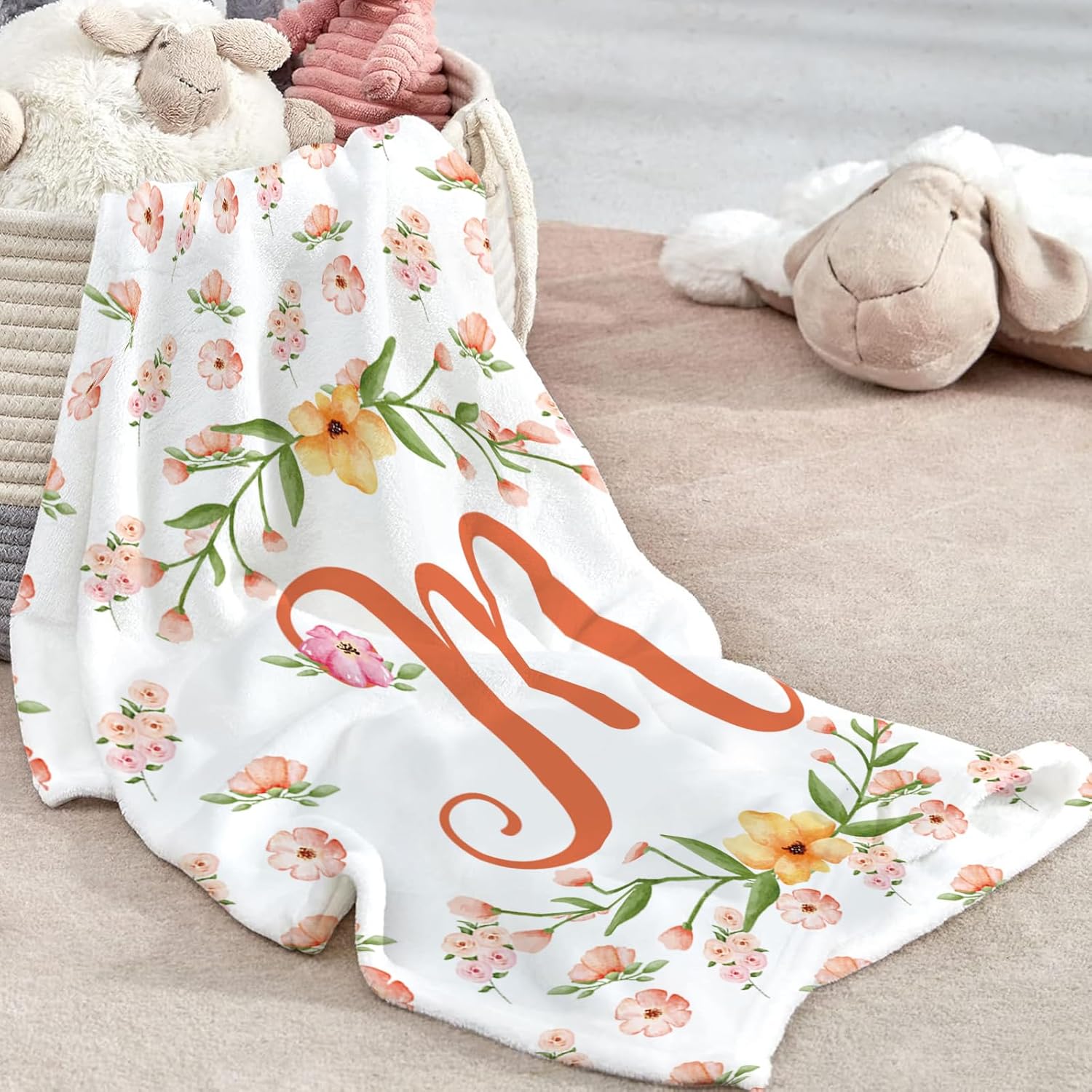 Custom Name Crib Bedding Set - Yellow Flower Pattern for Baby Girls