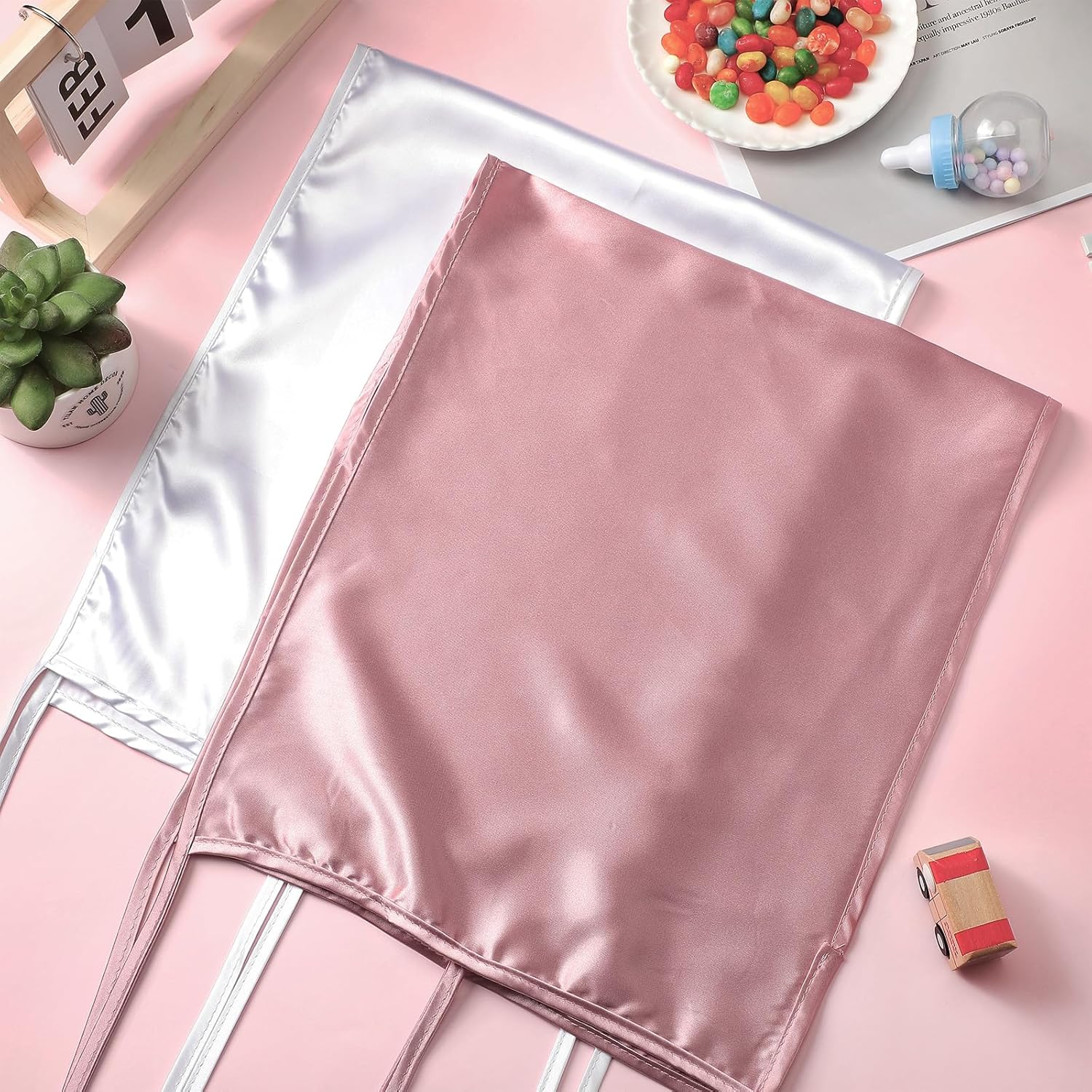 Hosuly 2 Pcs Satin Bassinet Sheets for Newborns 1