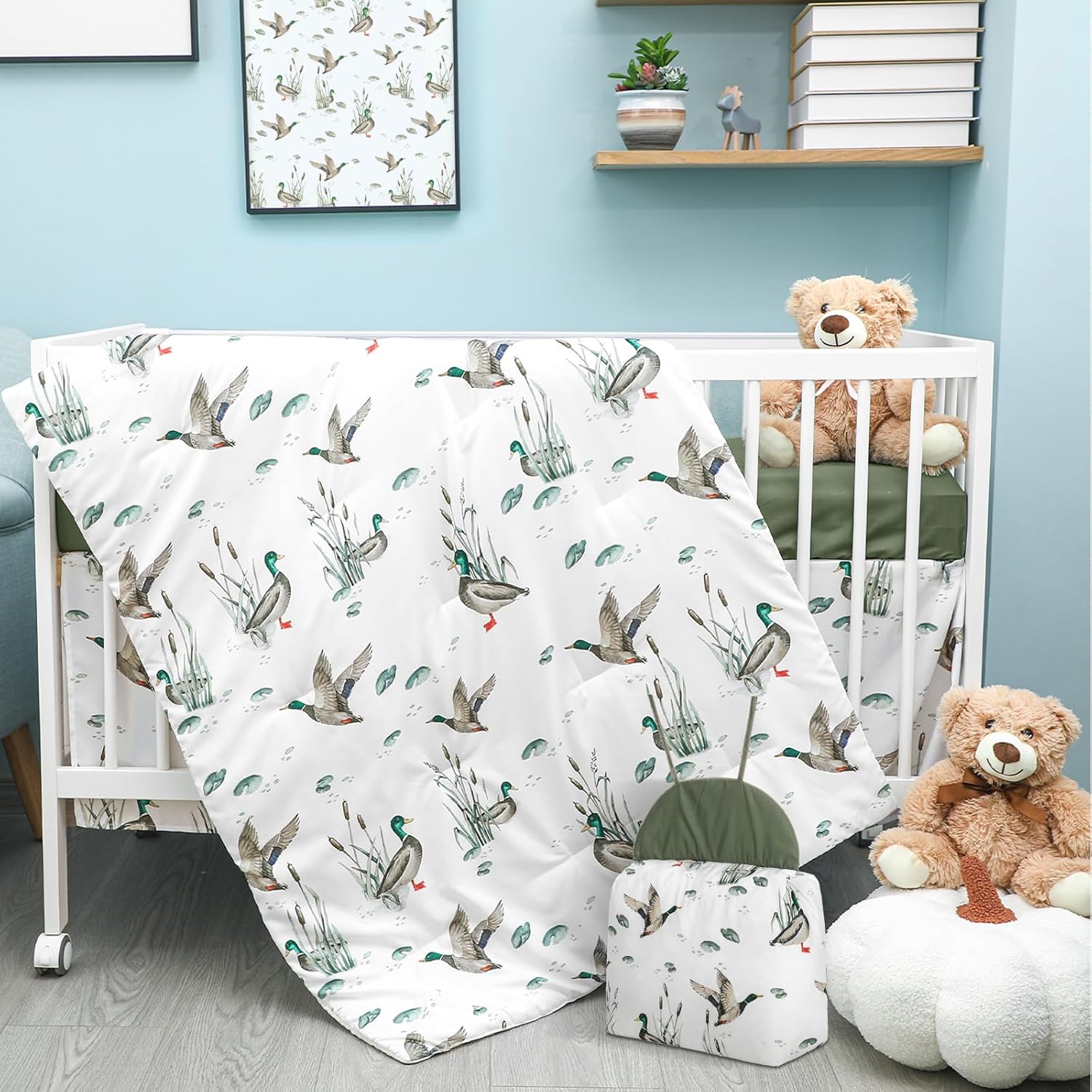 Oudain 4-Piece Mallard Duck Crib Bedding Set 1