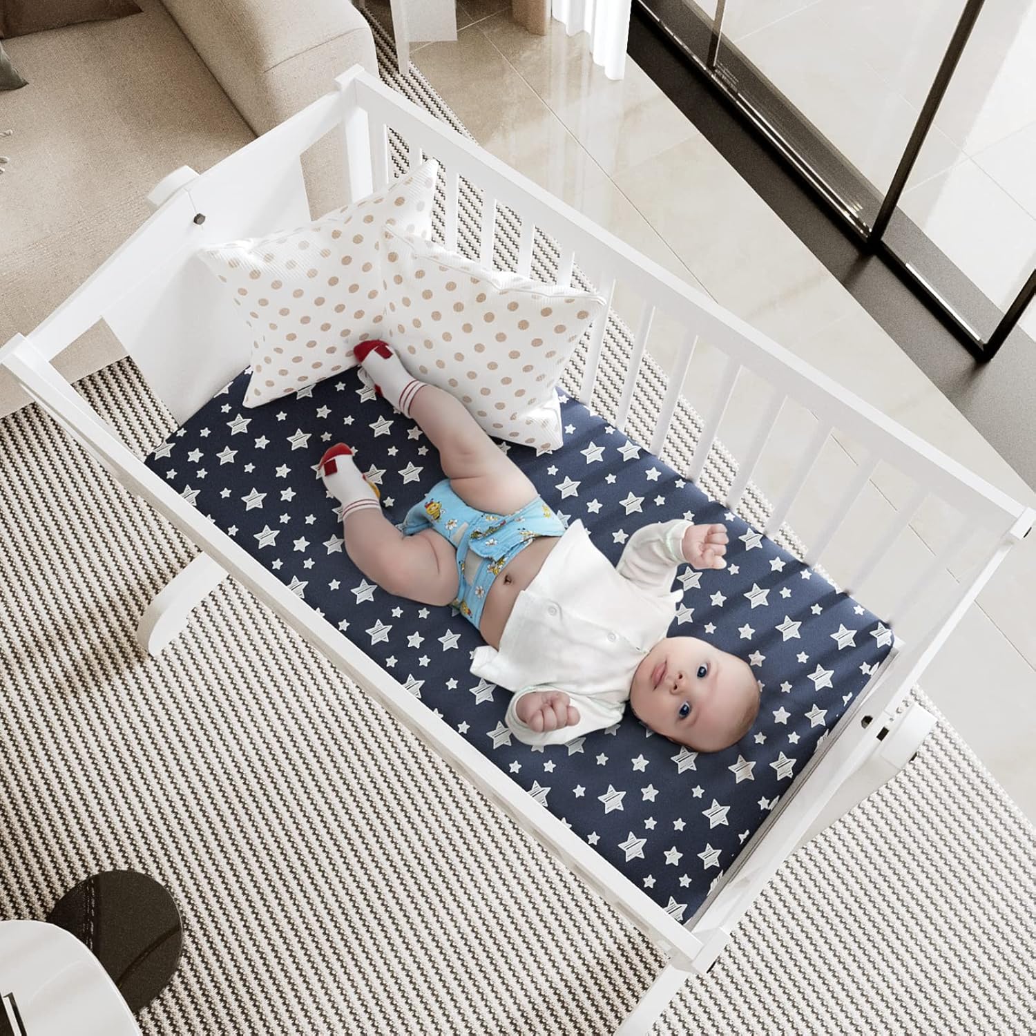 Moonsea Bassinet Sheets Set 4 Pack Navy Universal Fit