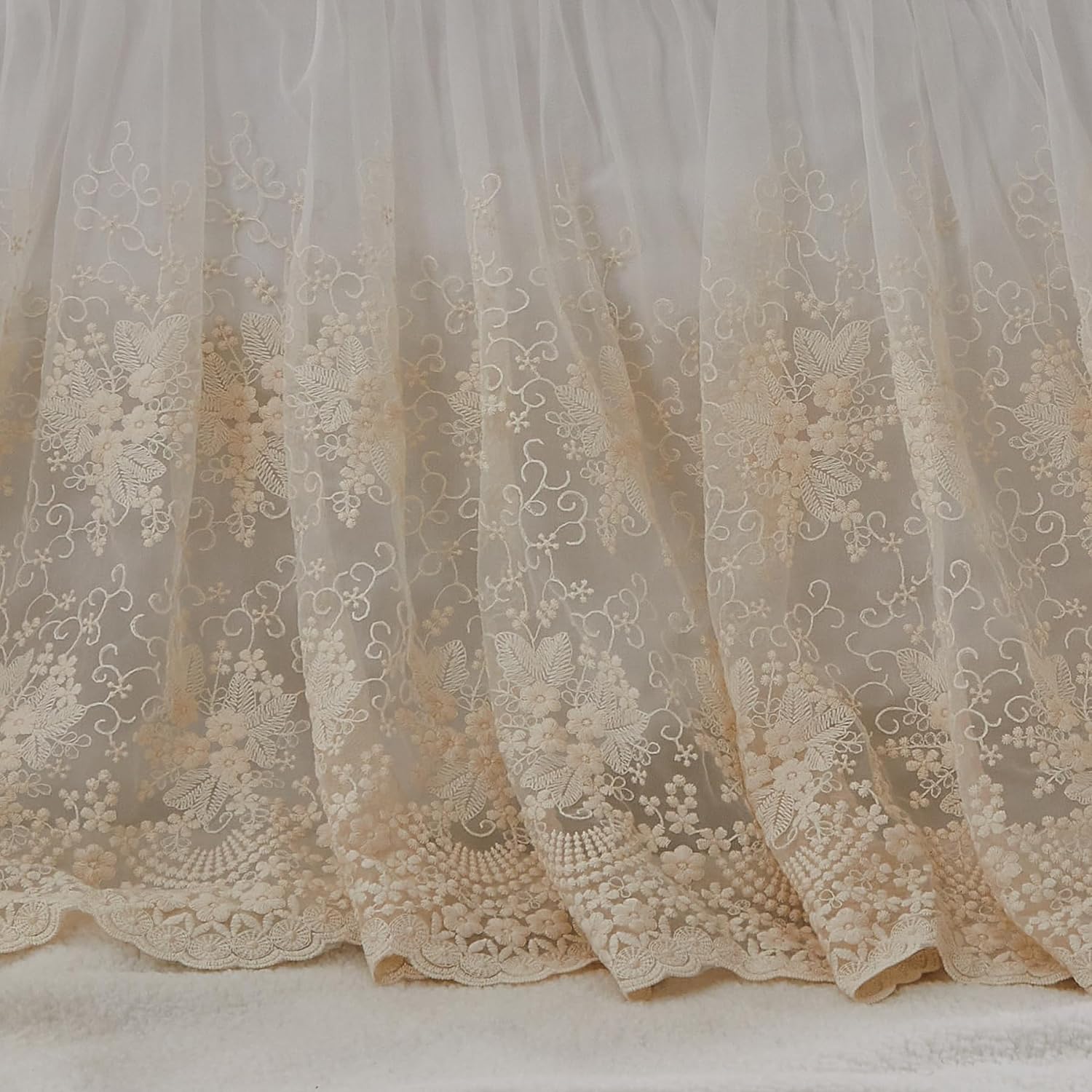 Brandream Boho Crib Bed Skirt - Beige Cream 4-Sided