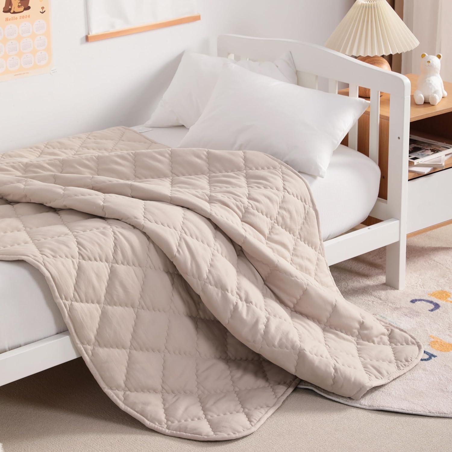 NTBAY Toddler Comforter Lightweight Warm Microfiber Quilt 39x47 Inches Taupe