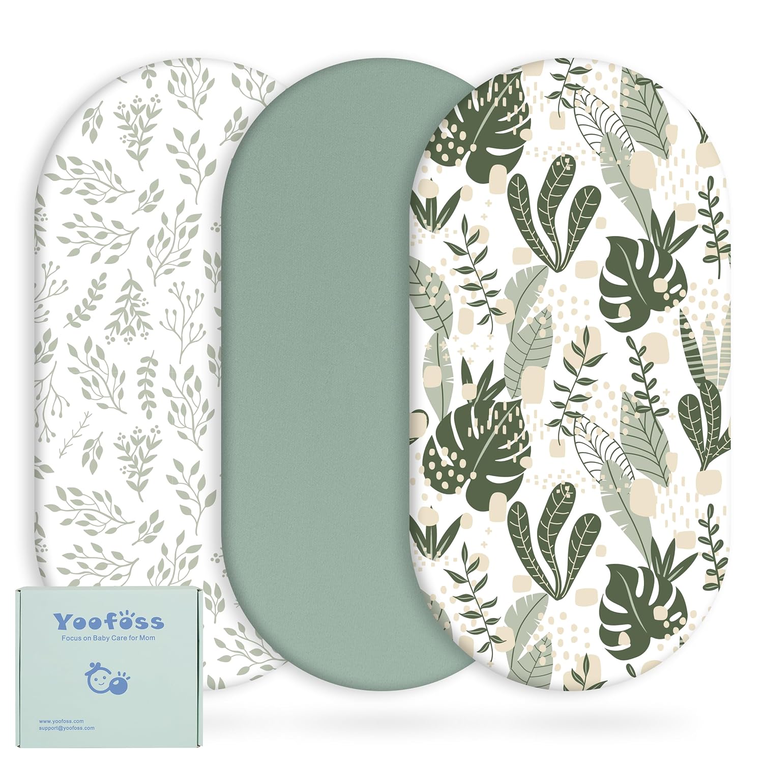 Yoofoss Bassinet Sheets 3-Pack Fitted Set