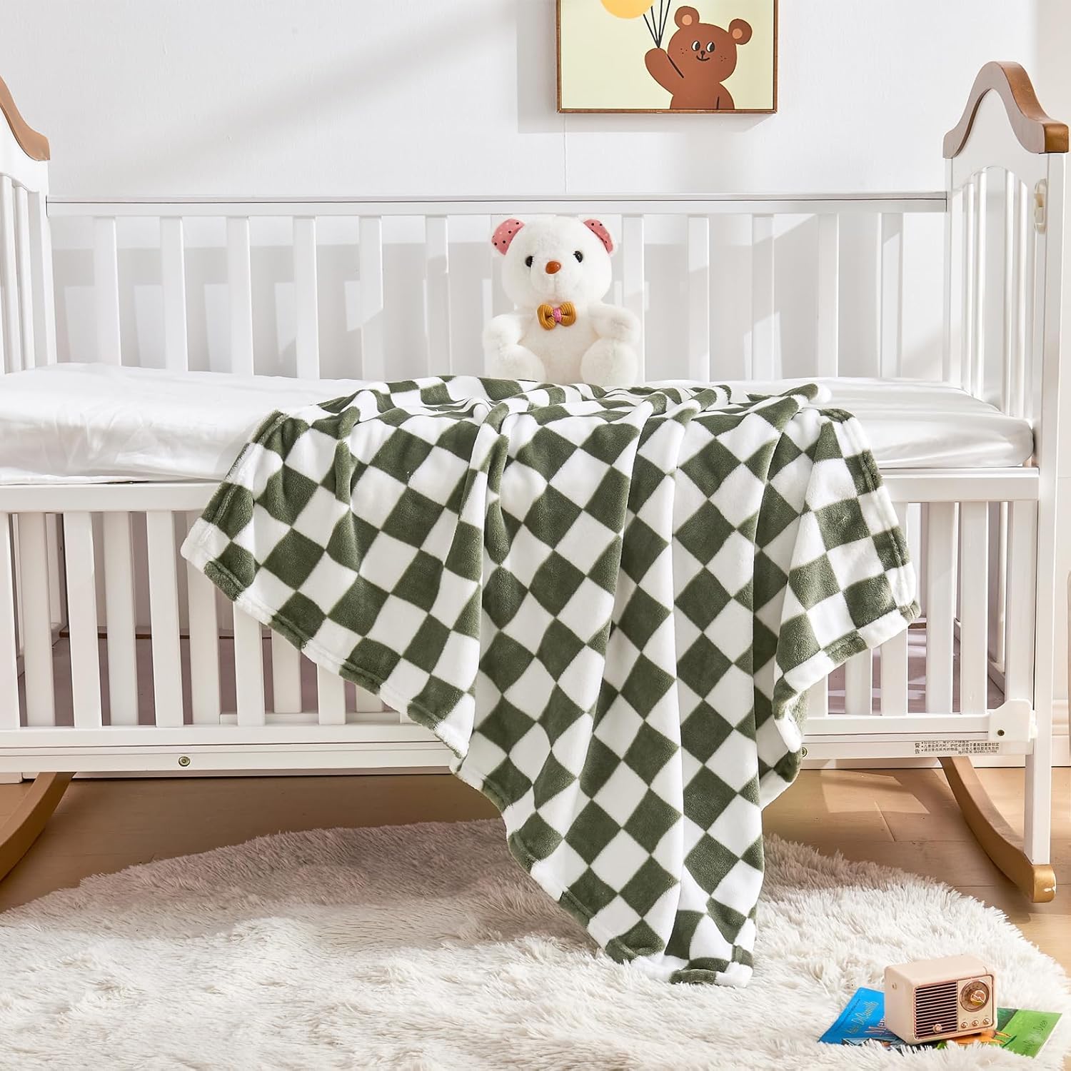 Yurhap Checkered Baby Blanket - Dark Olive 30x40