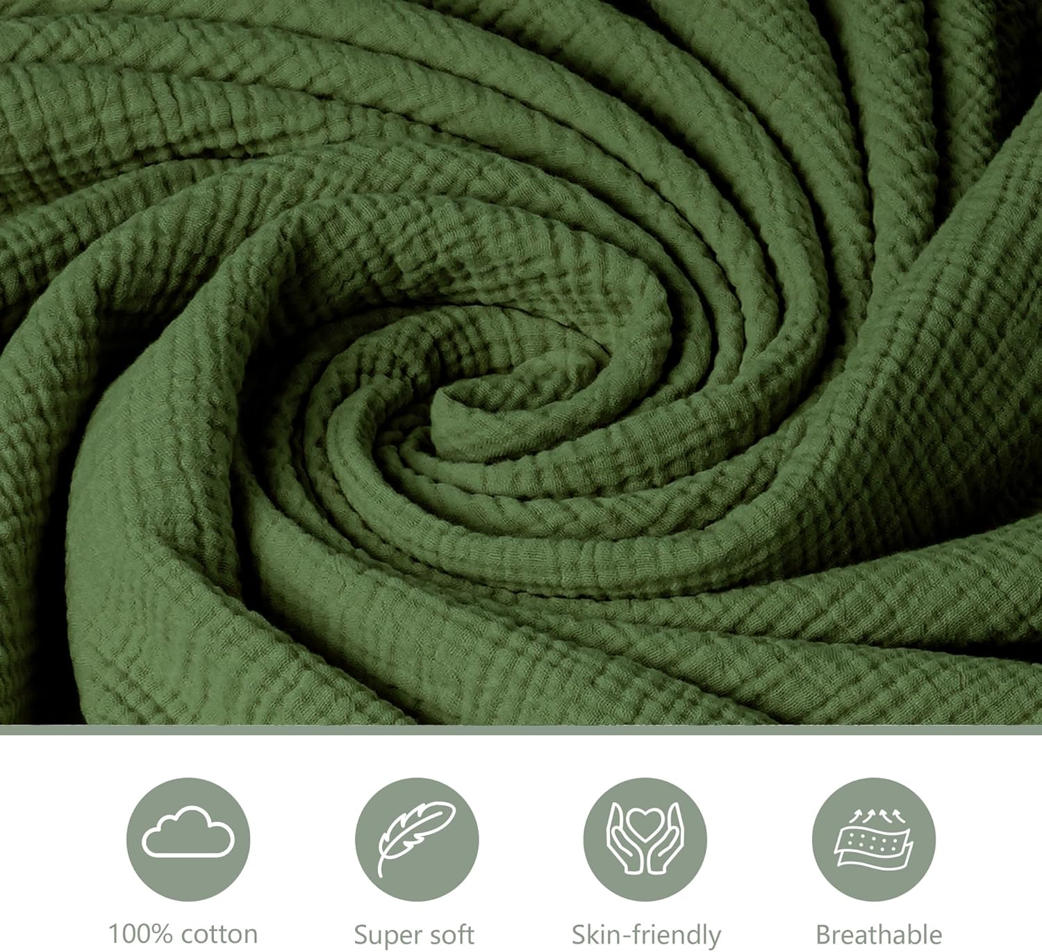 Coreeky Baby Muslin Bassinet Sheets 3 Pack Leaf Green