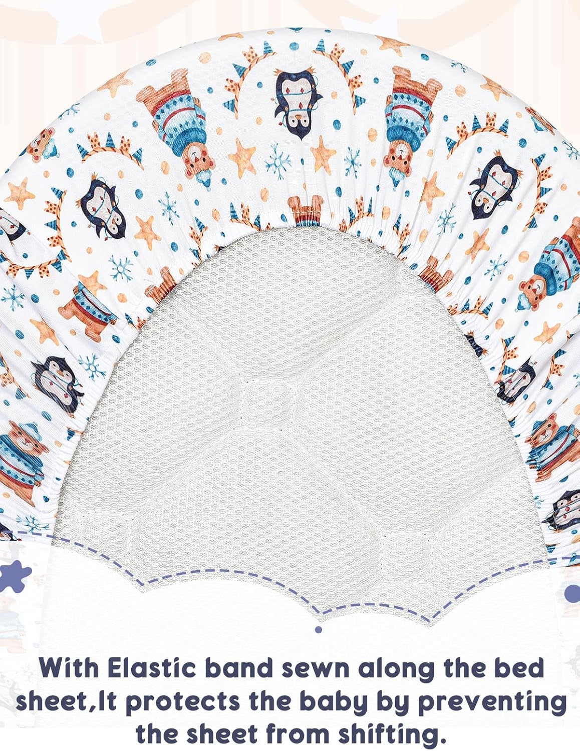 Cozary Baby Bassinet Fitted Sheets Waterproof Breathable Animal Cartoon 1PC