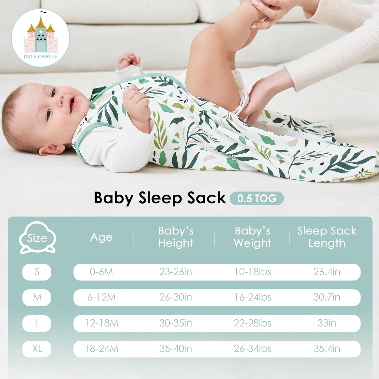 Cute Castle 18-24 Months Sleep Sack 3 Pack Green 1