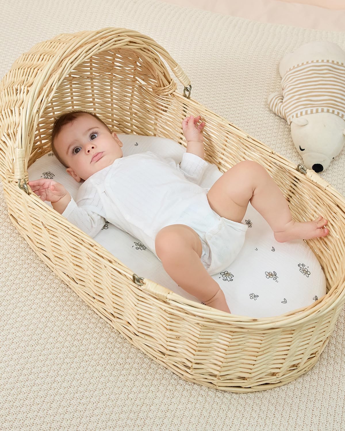 JELLYMONI 2-Pack Muslin Bassinet Sheets for Baby Comfort