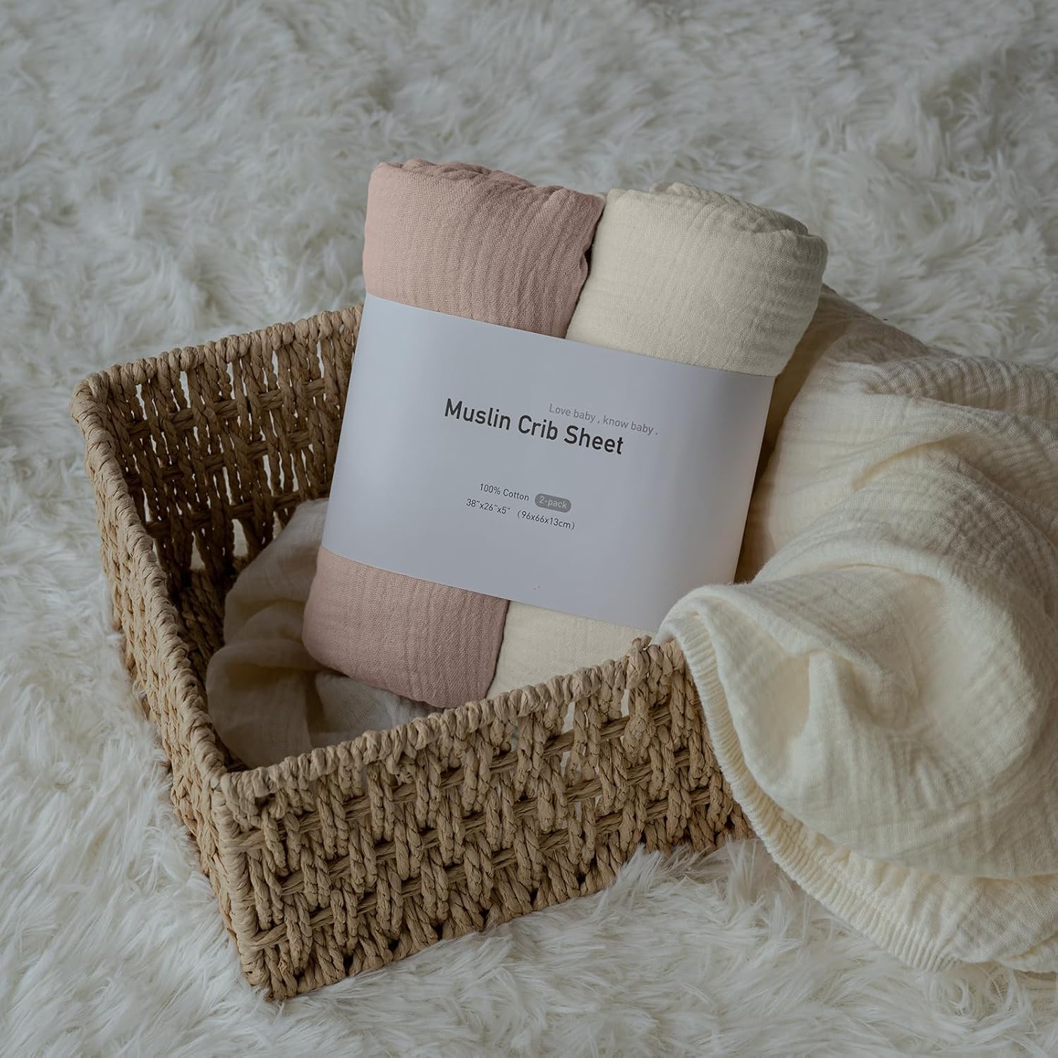 LYRICHOM Muslin Mini Crib Sheets 2 Pack