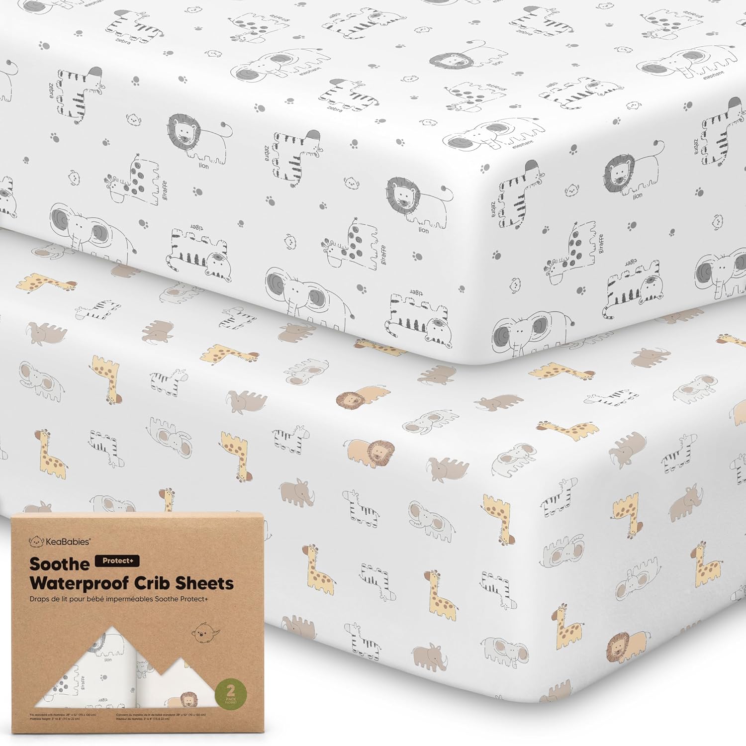 KeaBabies 2-Pack Organic Cotton Crib Sheets for Boy and Girl