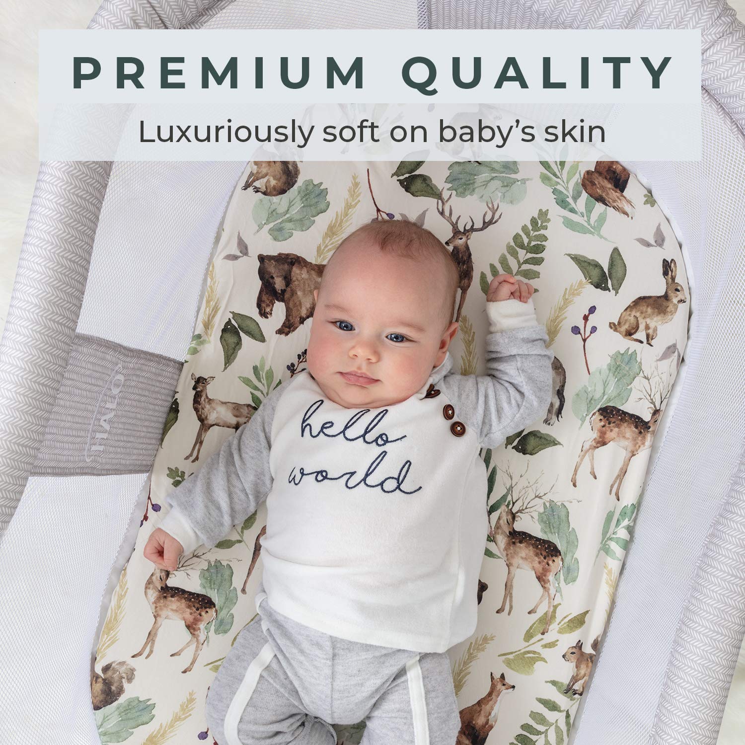 Pobibaby 2 Pack Bassinet Sheets - Woodland Print Ultra-Soft Cotton Blend