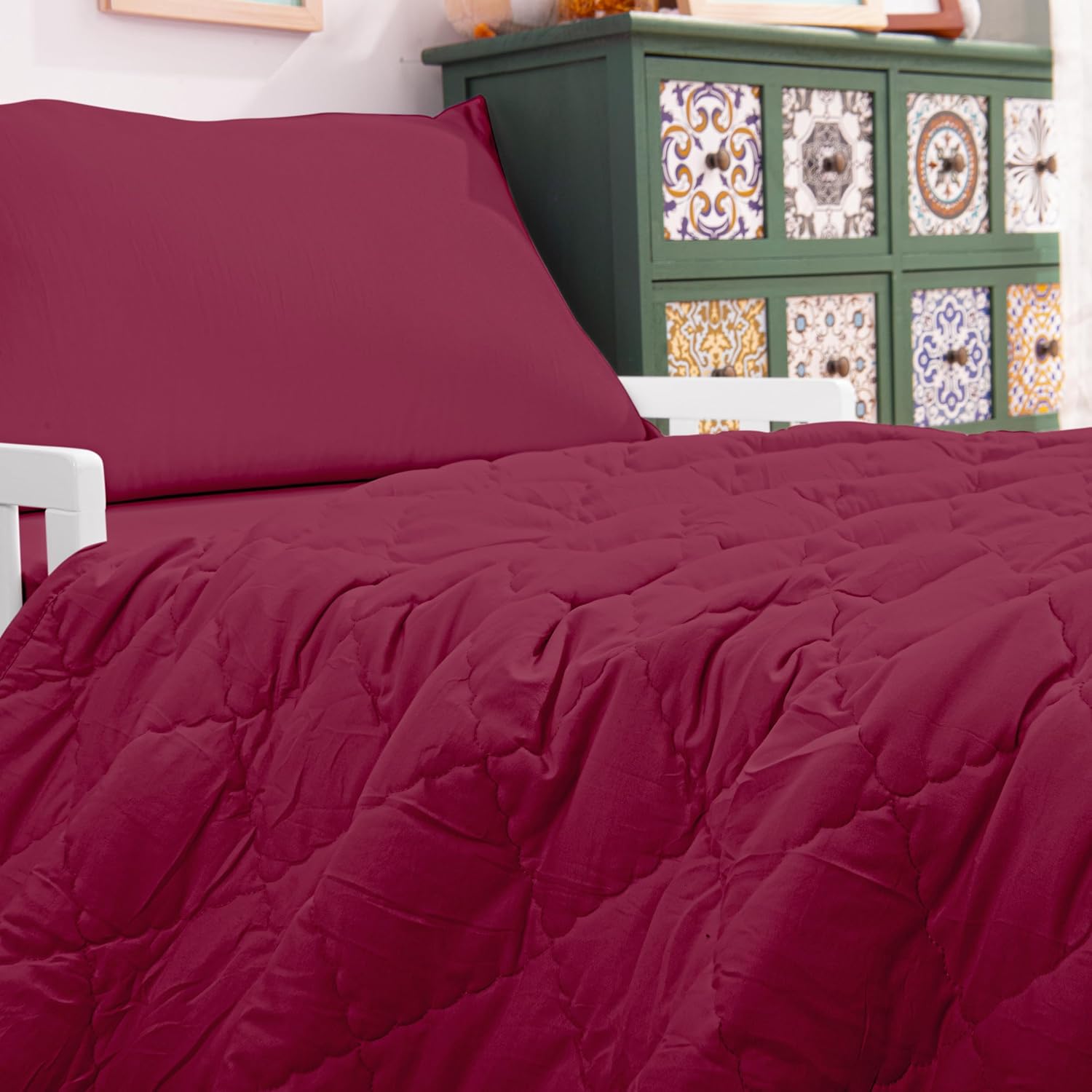 NTBAY Toddler Bedding Set - 4 Piece Wine Red 1