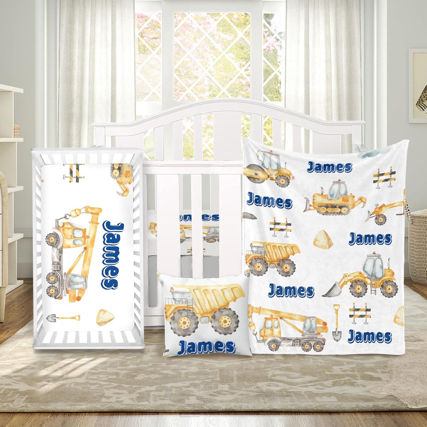 ZOTIMEF Custom Crib Bedding Set with Car Design