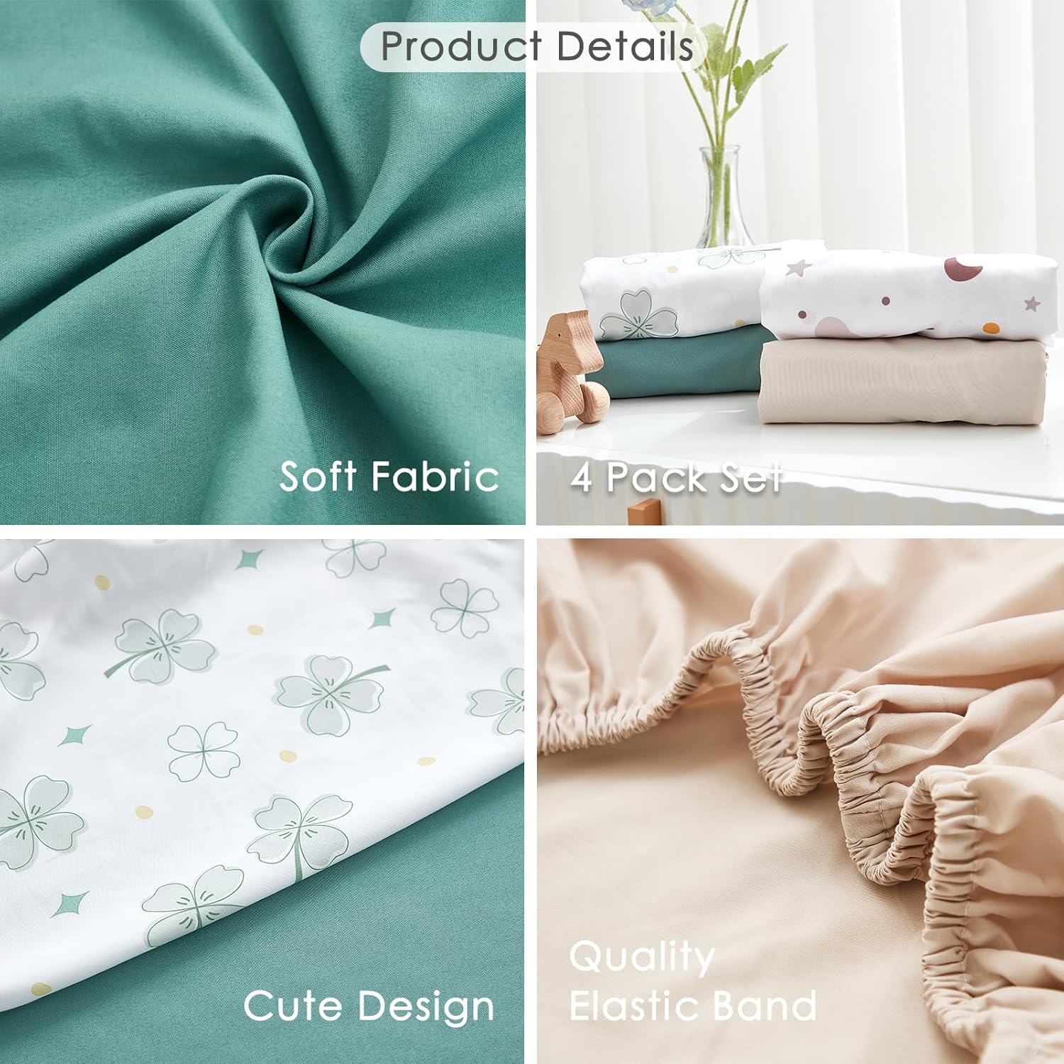 4 Pack Bassinet Sheets - 33x20 for Baby Delight Angelbliss Maxi-COSI