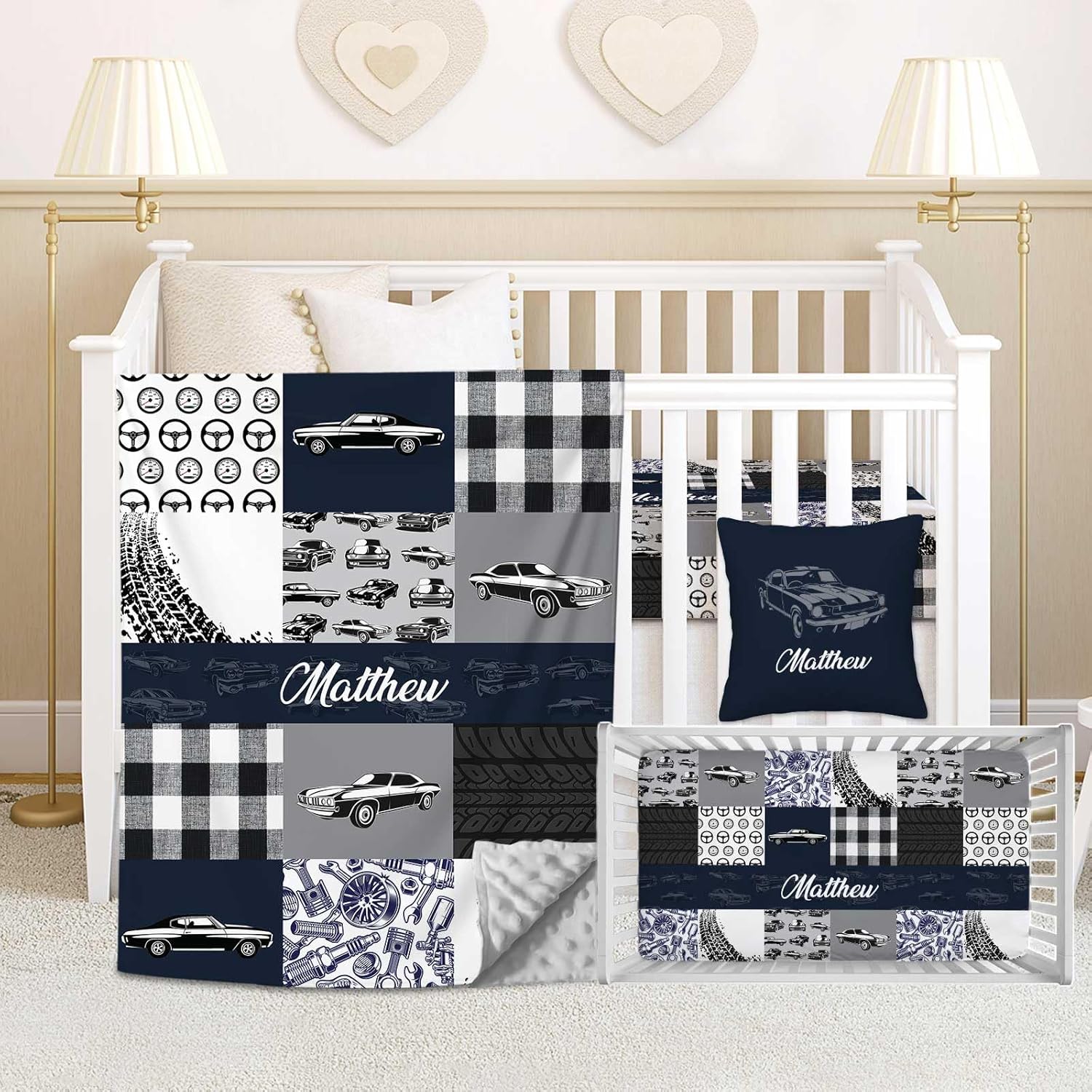 Custom Baby Crib Bedding Set with Name for Boys Girls