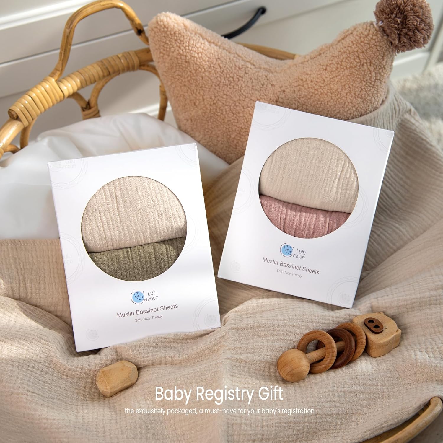 Lulumoon Muslin Bassinet Sheets for Baby