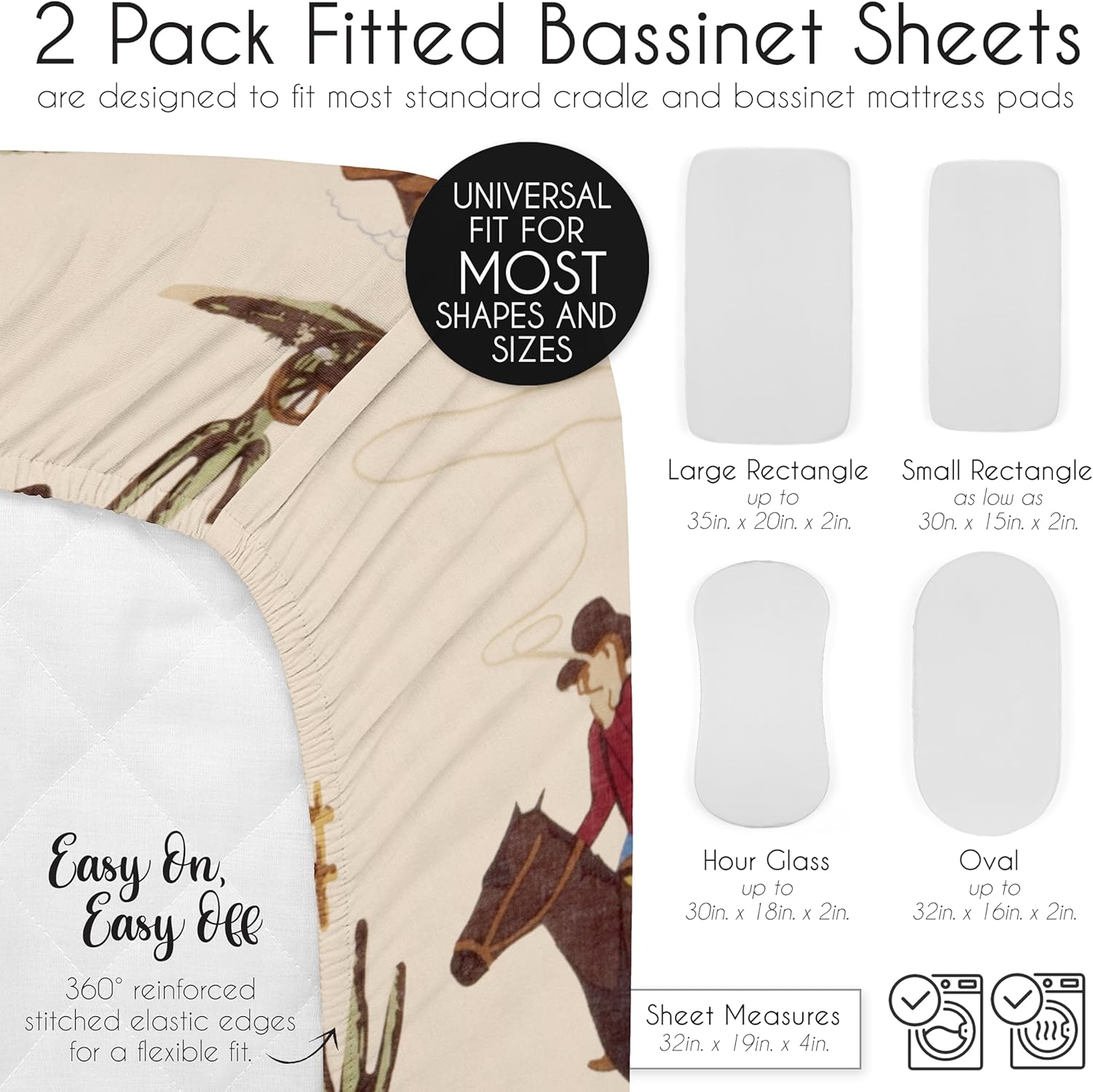 Sweet Jojo Designs Cow Print Bassinet Sheet Set 2 Pack 1