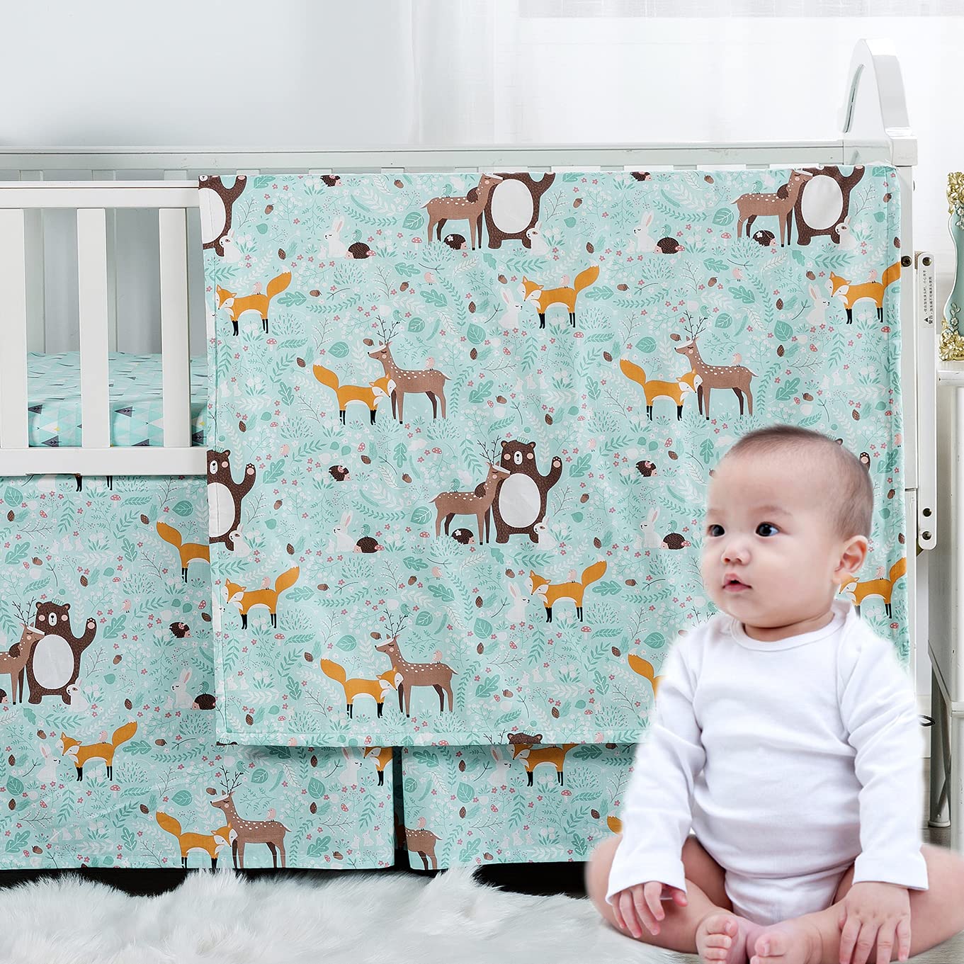 Brandream Boys Animal Crib Bedding Set 3 Piece 100 Cotton