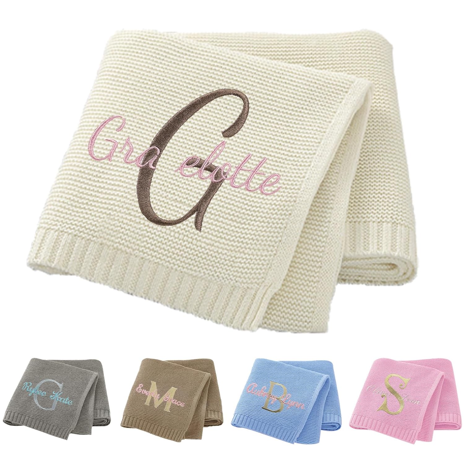 Custom Baby Blanket with Name 40x30 Inch Knit