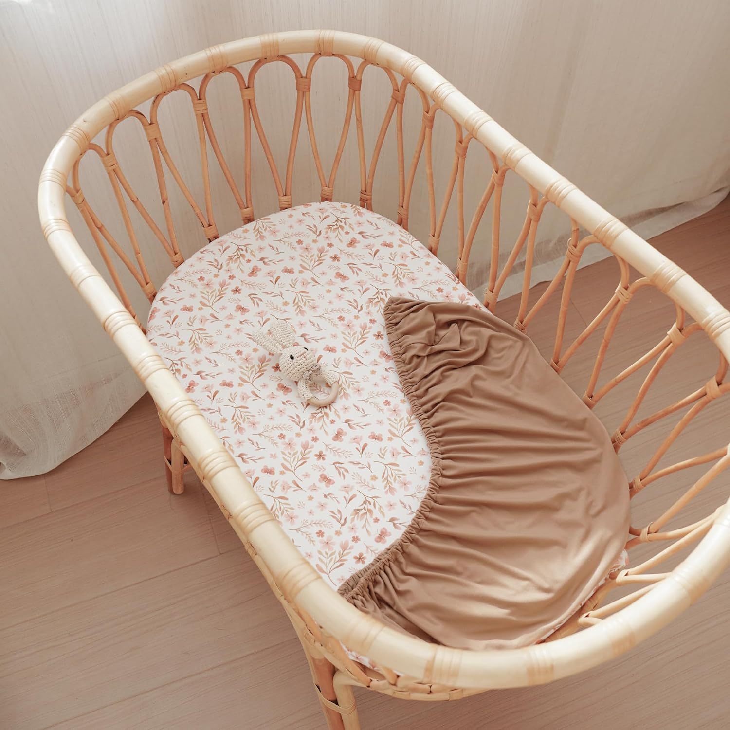 Konssy 2 Pack Stretchy Bassinet Sheets for Baby